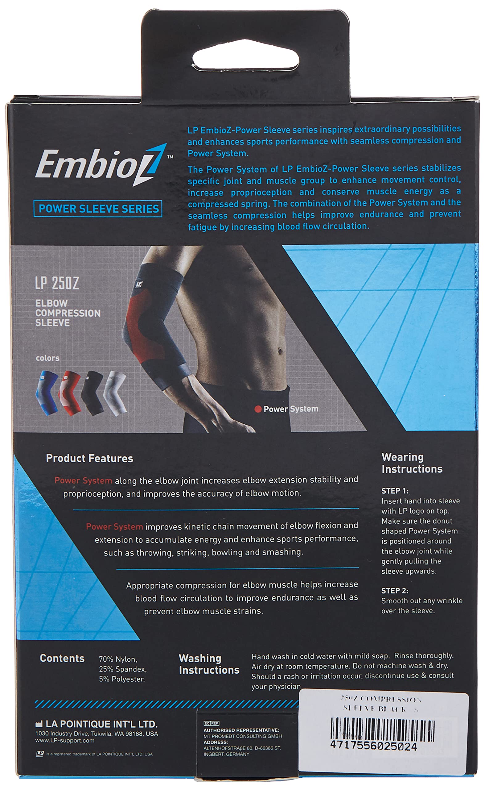 LP Support 250Z Elbow Compression Sleeve, Black