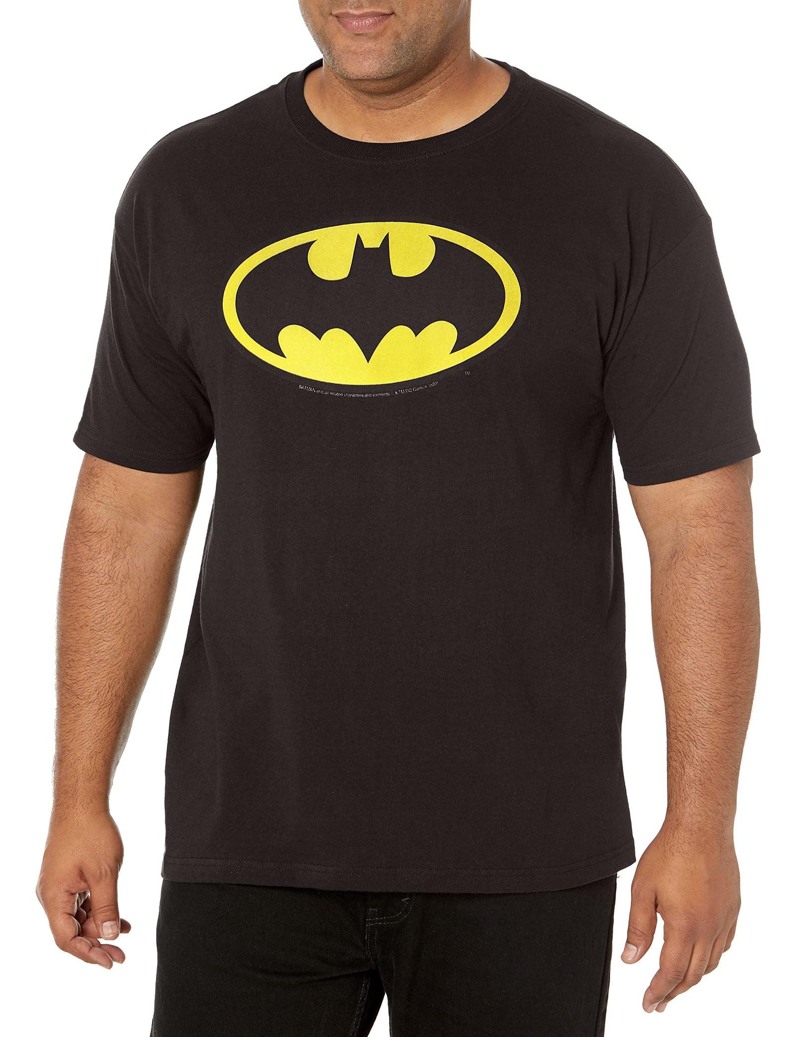 DC Comics Men's Batman Basic Logo Black T-Shirt, Black