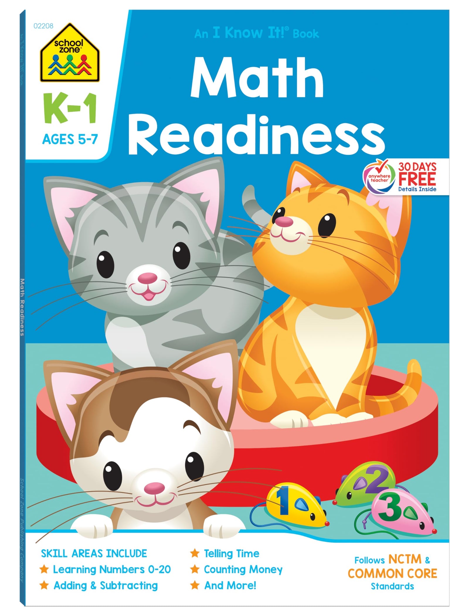 School Zone - Math Readiness Workbook - 64 Pages, Ages 5 to 7, Kindergarten to 1st Grade, Telling Time, Counting Money, Addition, Subtraction, and ... Workbook Series) (Deluxe Edition 64-Page)