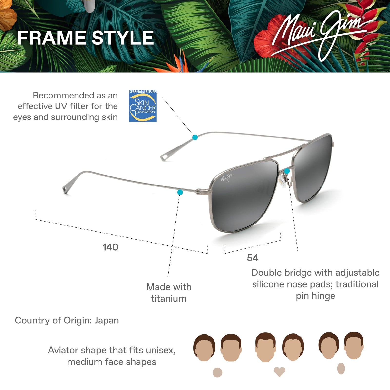 Maui Jim Mikioi W/Patented Polarizedplus2 Lenses Square Sunglasses
