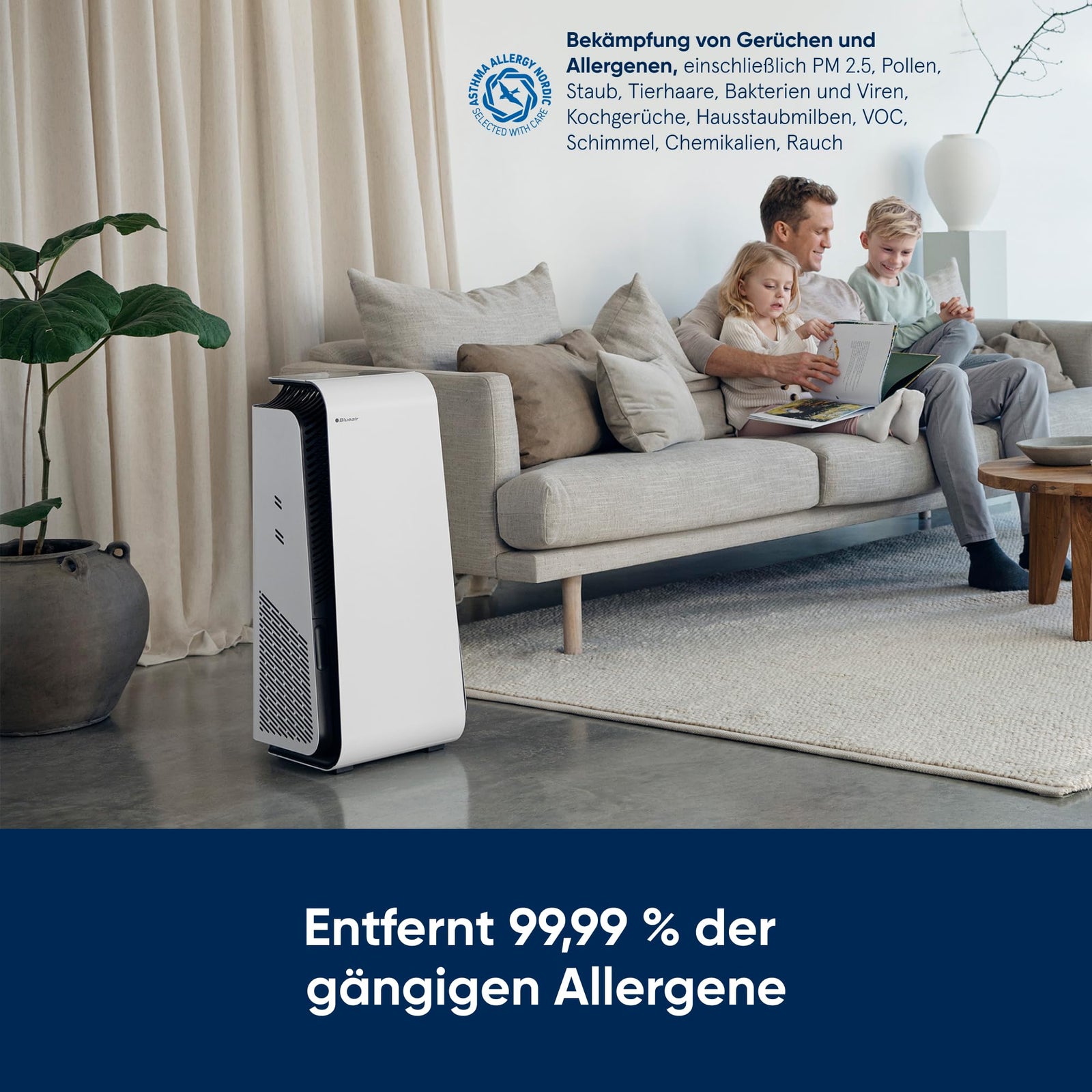 Blueair Air Purifier - HealthProtect 7470i Cleans Upto 2006 sqft, 455 m³/h CADR, AQI, HEPASilent Technology Removes 99.97% Pollen, Dust, Mould, Bacteria, Viruses, VOCs, Odours ( Filter helth 78% )