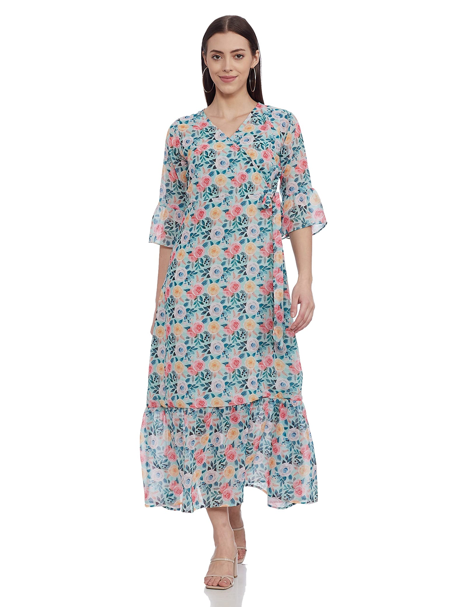 Diverse women's floral print maxi dress