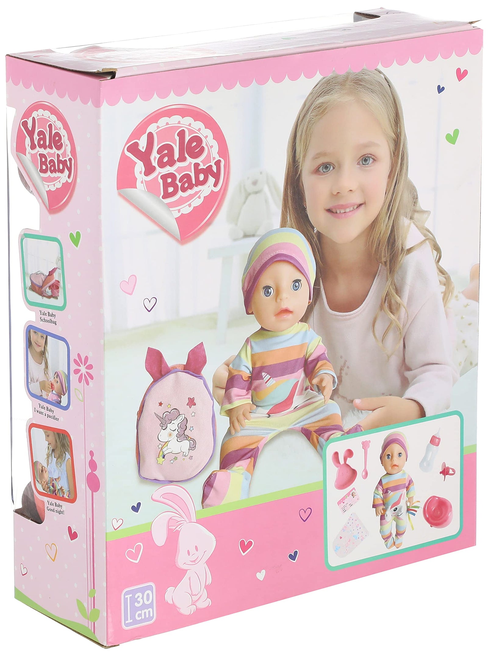 Yale Doll with Accessories for Girls, 30 cm - Multi Color