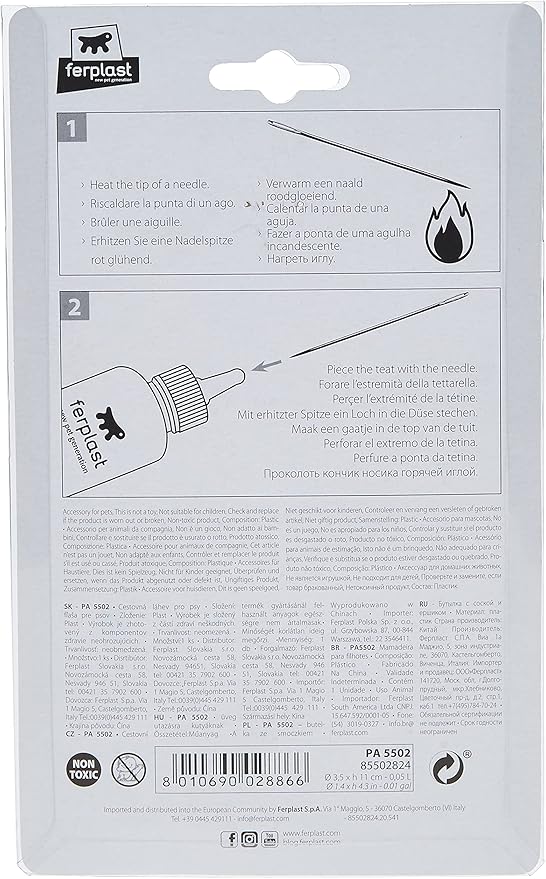 Dog Drinking Bottle 0,05 Liter 3,5 x 11 cm White 3-Part