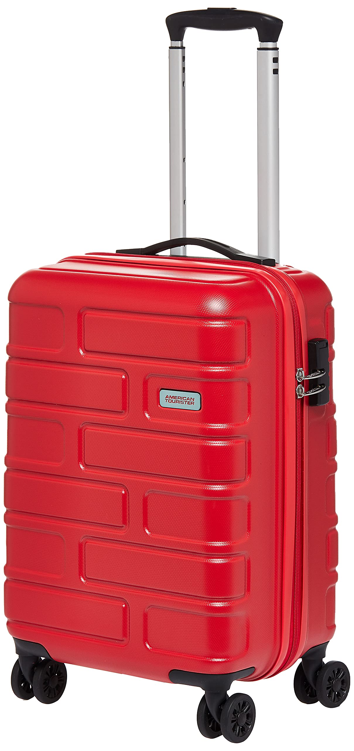American Tourister Bricklane Hard Small Size Carry-on Cabin Luggage, Spinner wheels, (Material :ABS), TSA Combination Lock, Expandable, 55 cm/22 Inch, Red Color