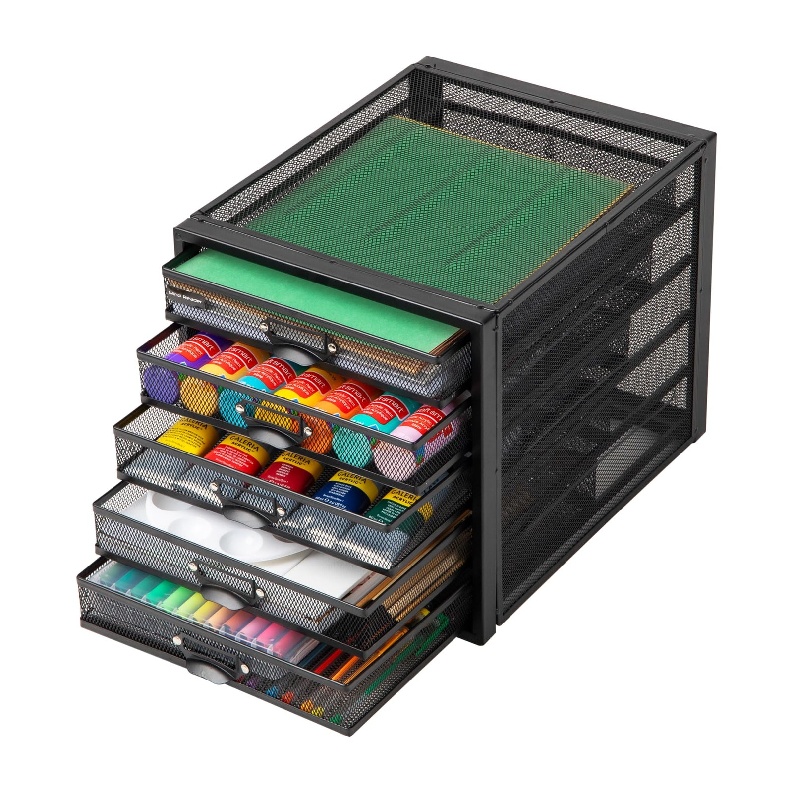 Mind Reader File Storage Drawers, Desk Organizer, Multi-Purpose, Crafts, Office, Metal Mesh, 5 Drawer