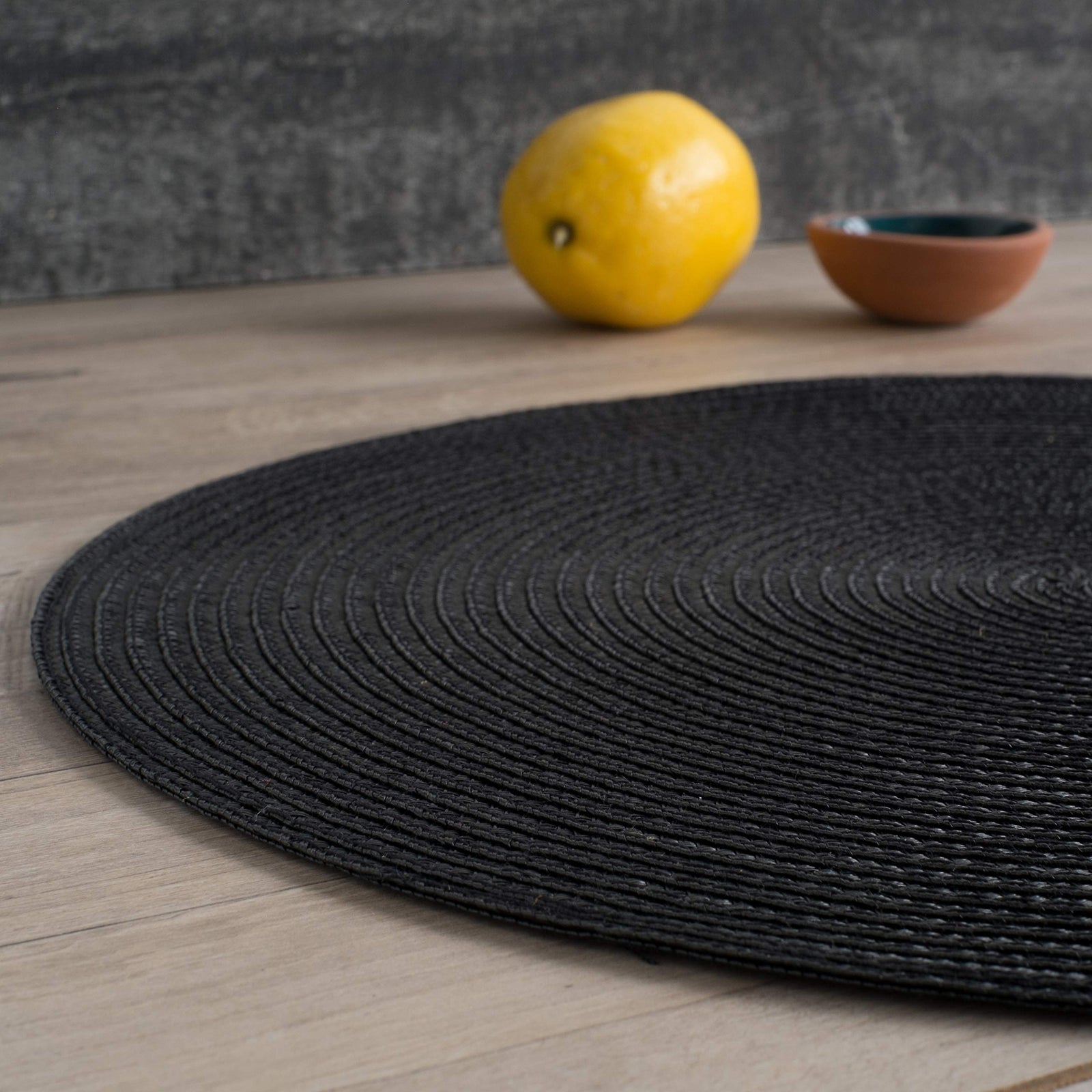 Now Designs Disko Round Placemats, Black, Set Of 4