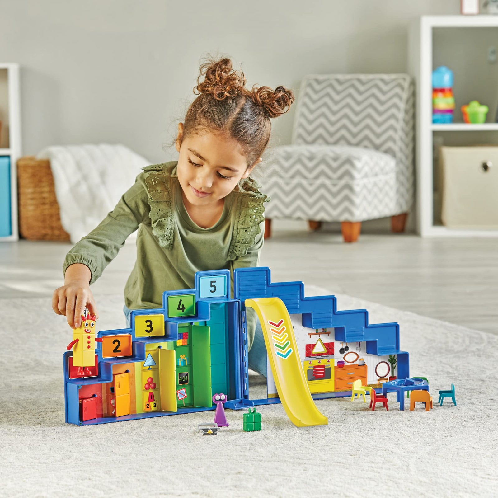 Learning Resources Numberblocks Step Squad Mission Headquarters Deluxe Playset for Ages 3+, Includes Collectible Three Figure, Surprise Hidden Spy Features & Sticker Sheet