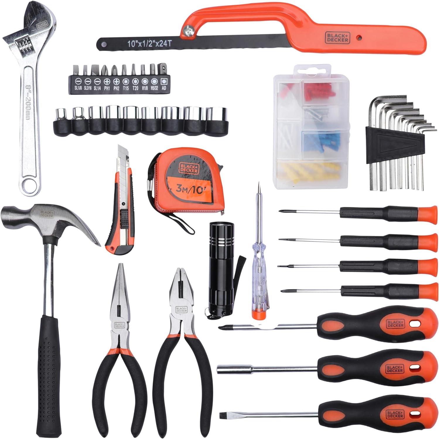 Black & Decker BMT154C Professional Hand Tool Kit Set Of 154 Pieces - Orange Black