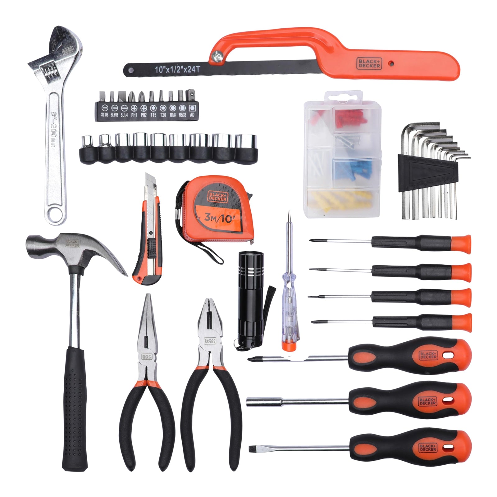 Black & Decker 126 Pieces Hand Tool Kit In Kitbox For Home Diy & Professional USe, Orange/Black