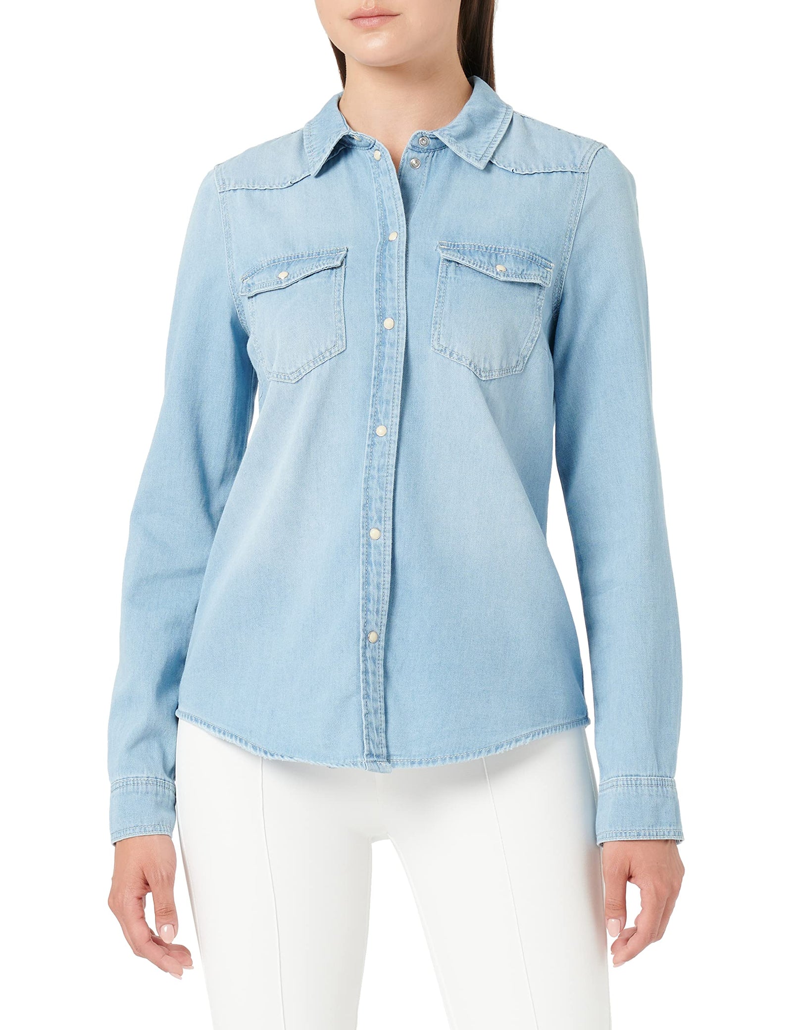 VERO MODA Women's Vmmaria Ls Denim Slim Shirt Mix New Noos Blouse