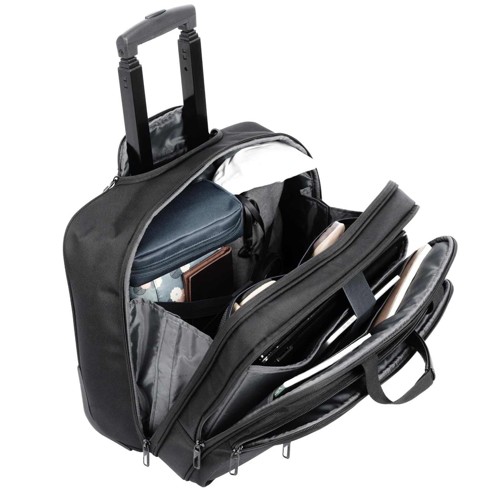 Cabinpro Premium Pilot Case Trolley Water Resistant Multi Compartment Fashion Trolley Laptop Bag for Men, Women on Travel, Business, CP010 (Black)