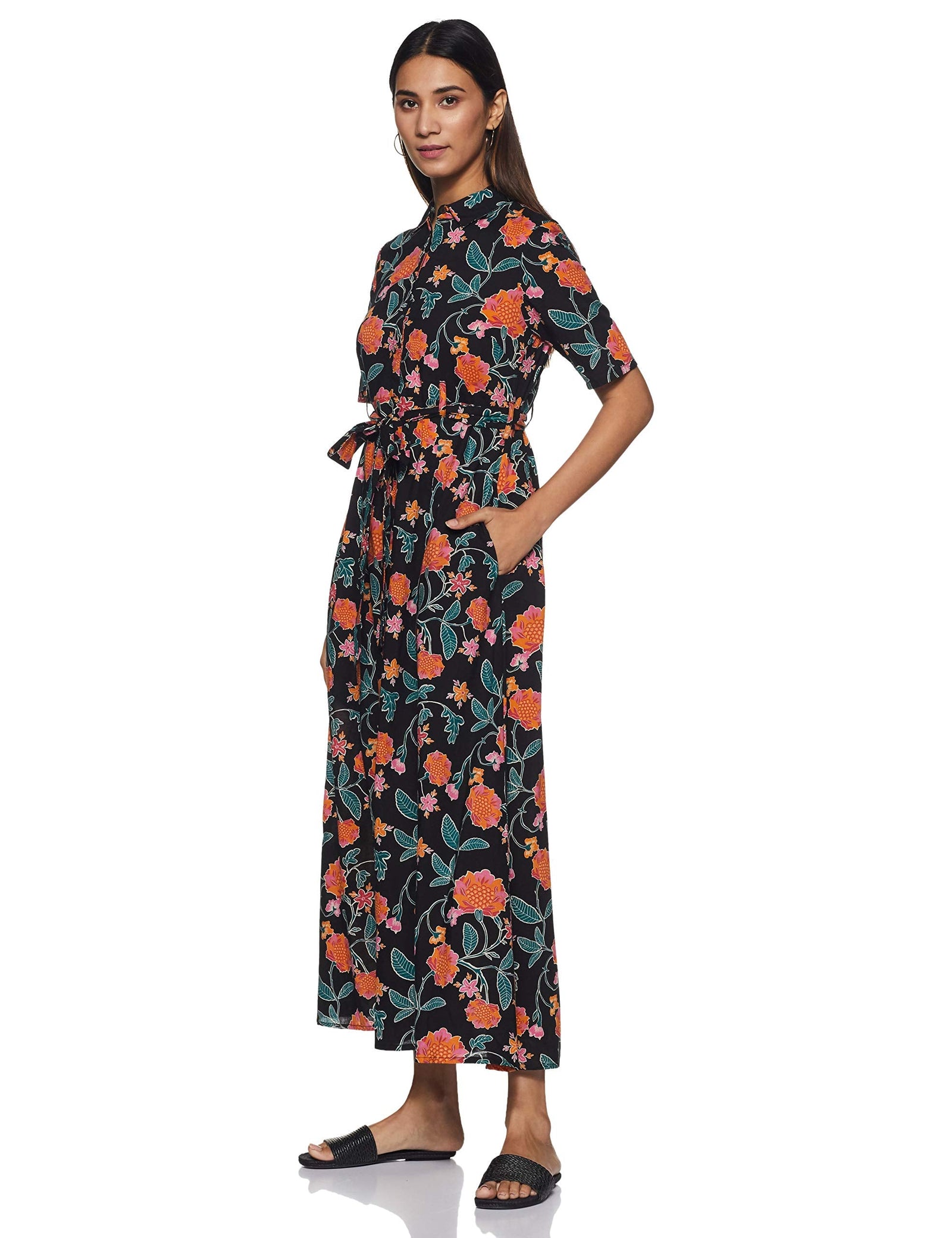 Amazon Brand - Myx Women's Printed A-Line Half sleeves Kurta Dress (SS20MYXCORE01)