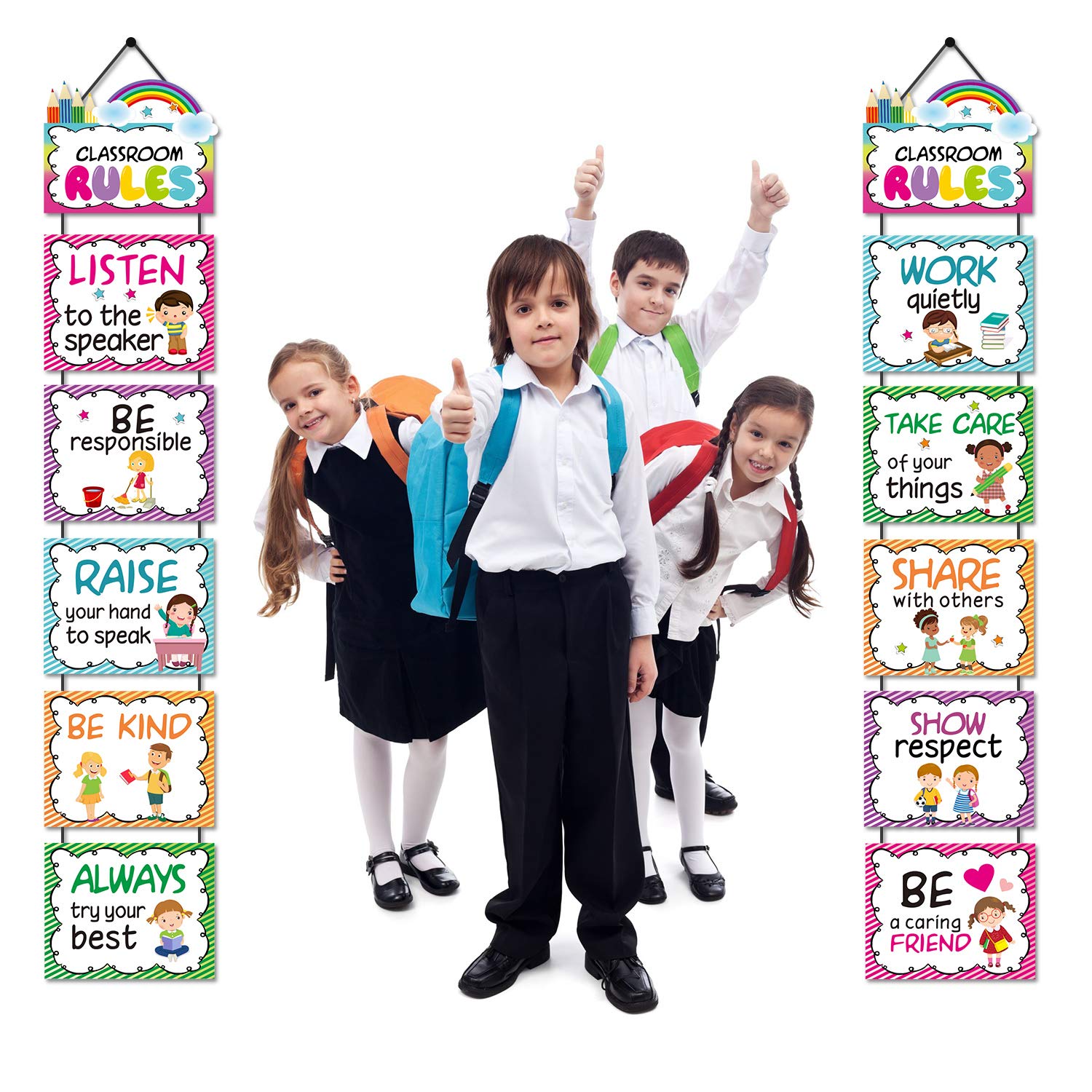 Classroom Rules Posters Classroom Bulletin Board Decorations Set for Kindergarten Preschool Primary Middle High School Expectations Poster