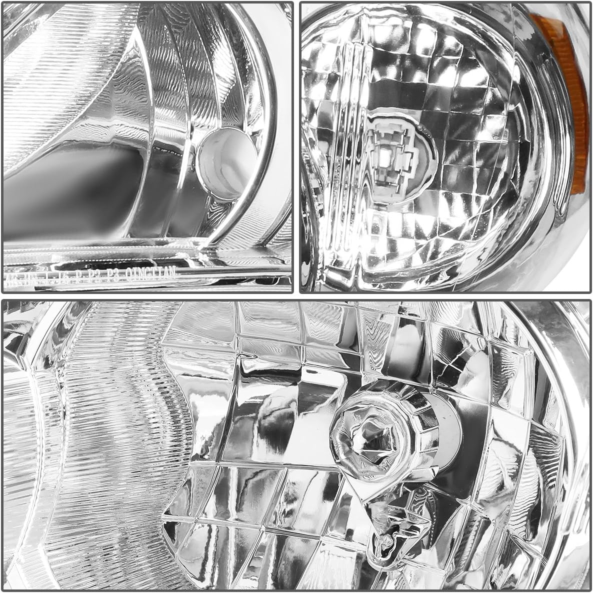DNA MOTORING HL-OH-TCOR11-CH-AM Chrome Housing Amber Corner Headlights Replacement For 11-13 Corolla Sedan