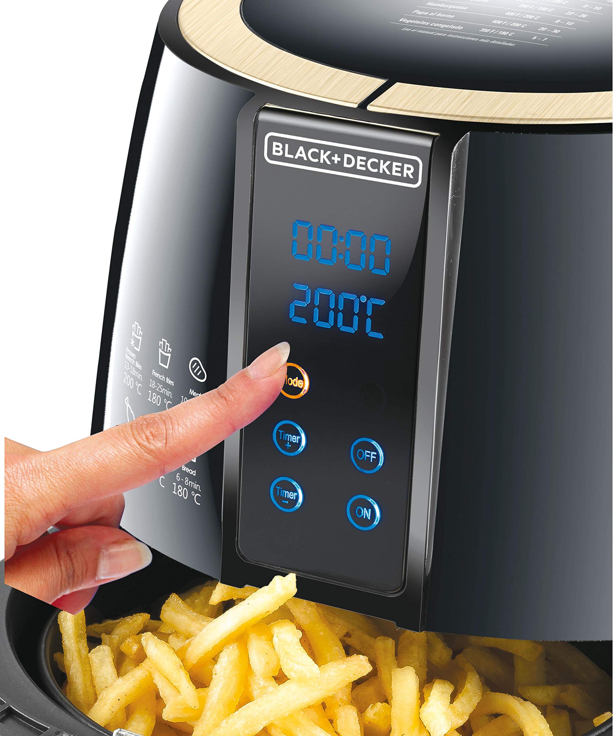 Black & Decker Digital Air Fryer, 1500W, 4L/1.2kg, 360° Hot Air Convection Technology, Temperature & Time Controller, Touch Digital Display, Frying Grilling, Roasting & Baking, A400-B5