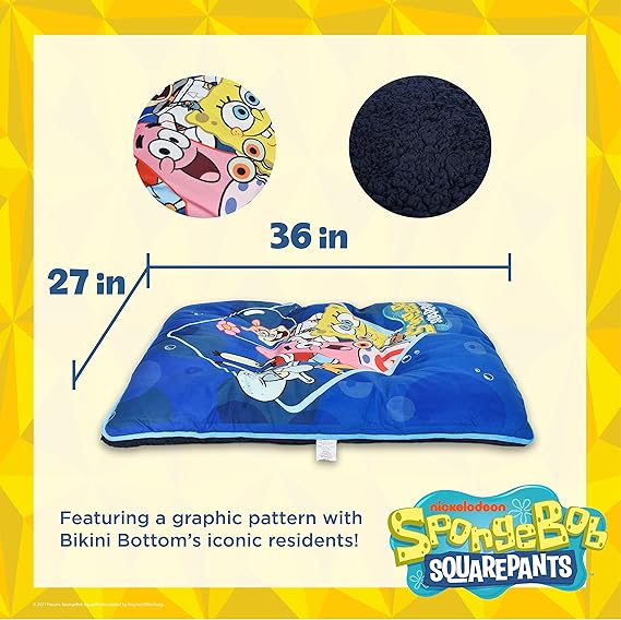 SpongeBob SquarePants Bikini Bottom Napper Dog Bed | Durable Washable Dog Bed from SpongeBob, SpongeBob Plush Washable Dog Bed | Soft and Plush Dog Bed, SpongeBob Dog Bed, Bed for Dogs, Cute Dog Bed