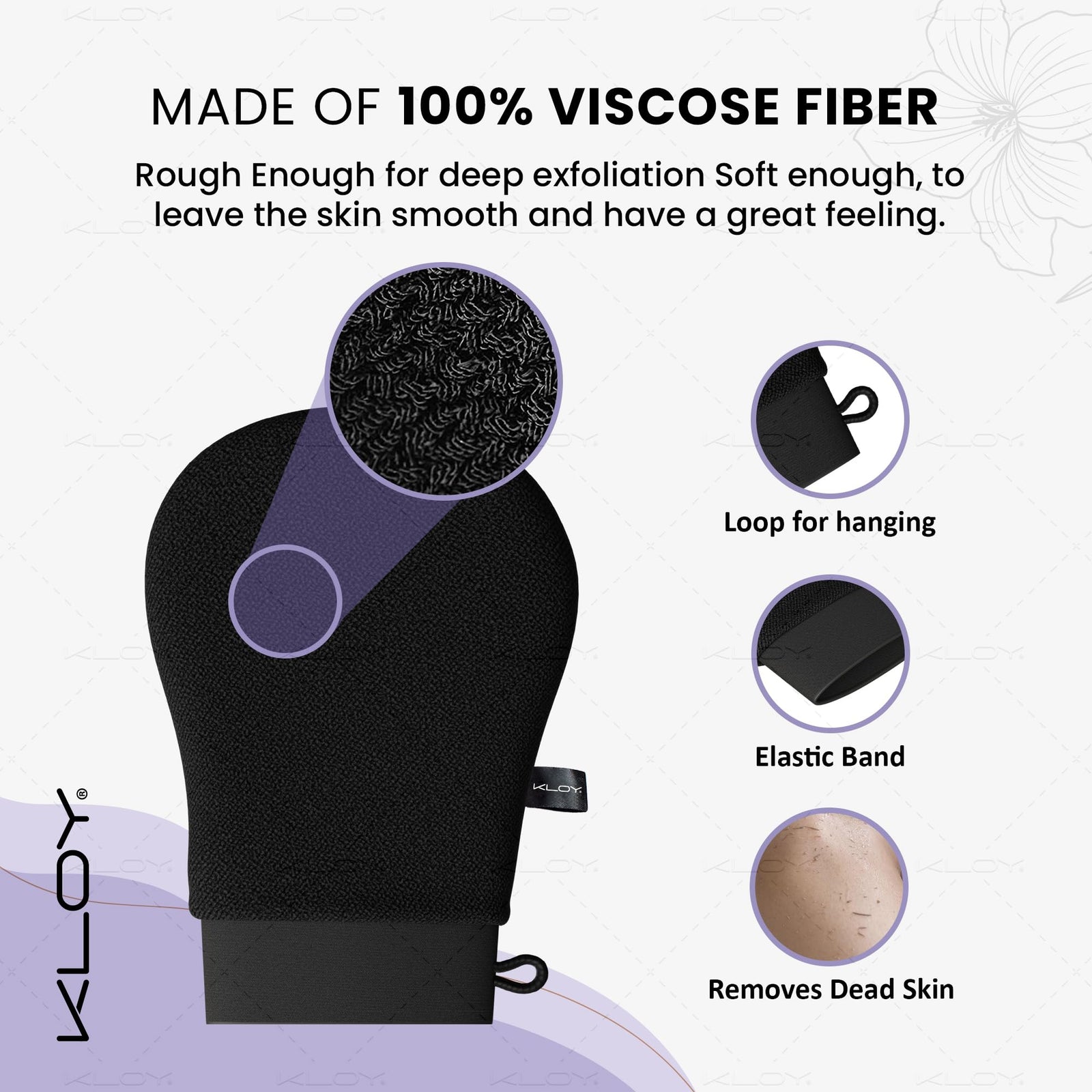 KLOY Bathing Mitt/Glove for Exfoliation, Body Scrubber, Made of Viscose Rayon Fiber