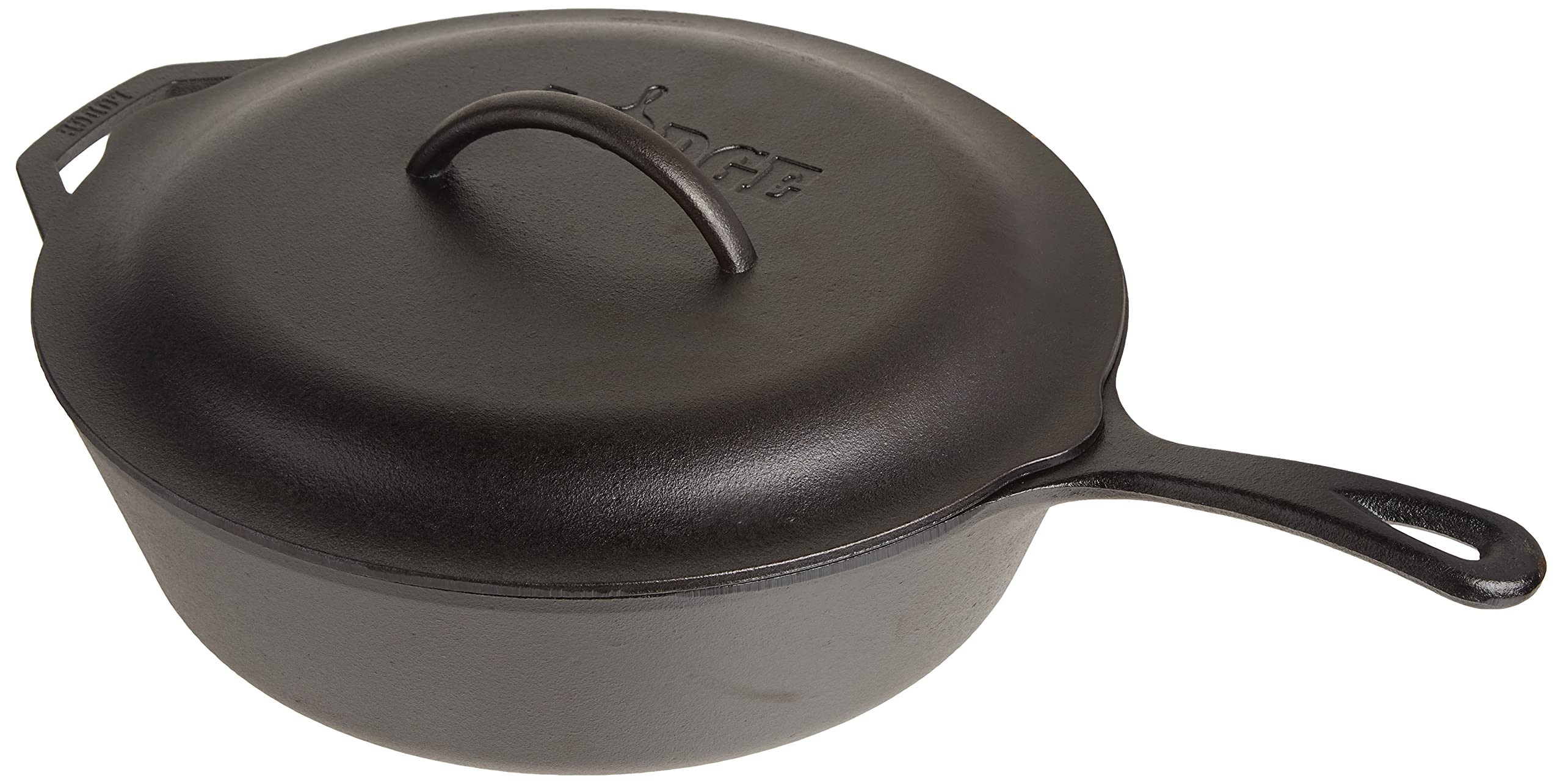 Lodge Pre-Seasoned Cast Deep Skillet With Iron Cover And Assist Handle, 5 Quart, Black