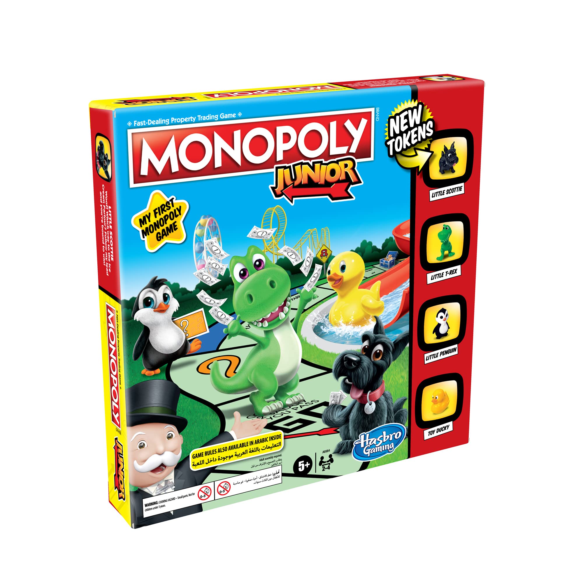 Monopoly Junior Game, Monopoly Board Game for Kids Ages 5 and Up, Family Game for 2-4 Players