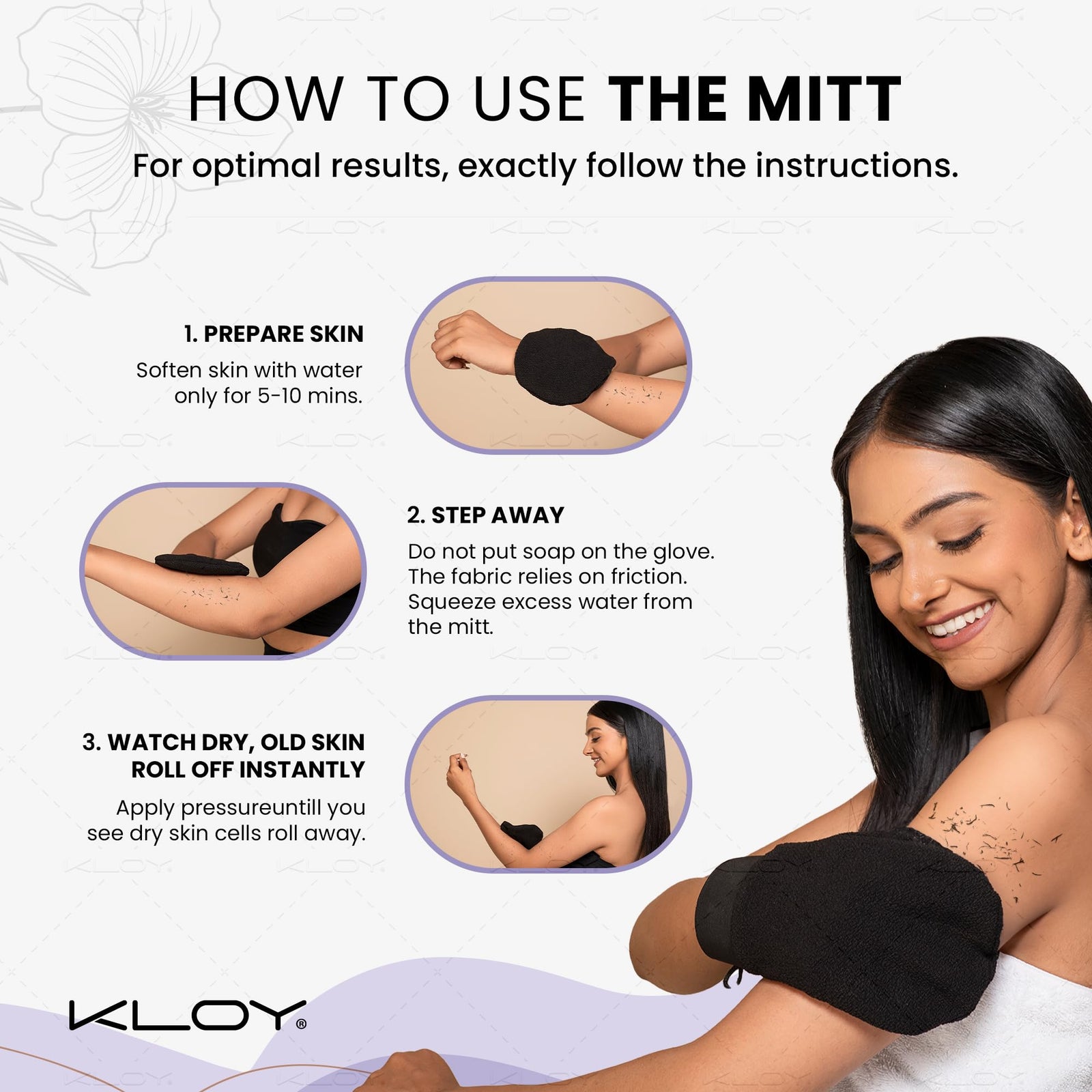 KLOY Bathing Mitt/Glove for Exfoliation, Body Scrubber, Made of Viscose Rayon Fiber