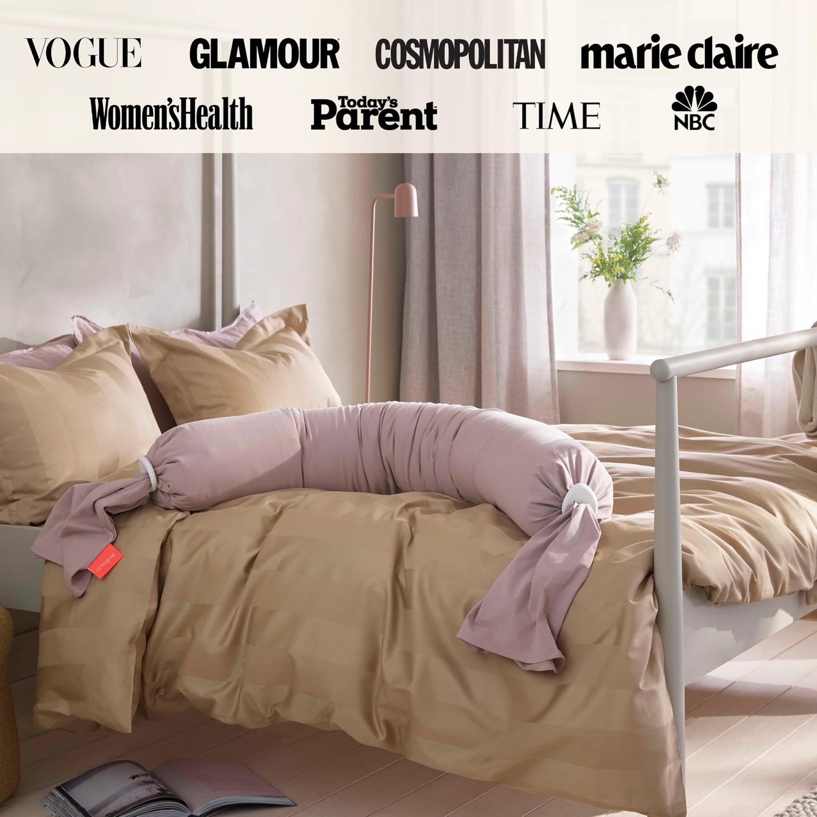 BBHugme Pregnancy Pillow - Long Body Pillow with Cooling Technology - Ideal Pregnancy & Nursing Pillow - Comfortable Body Support and Temperature Regulation- Versatile Multi-Use Maternity Pillow