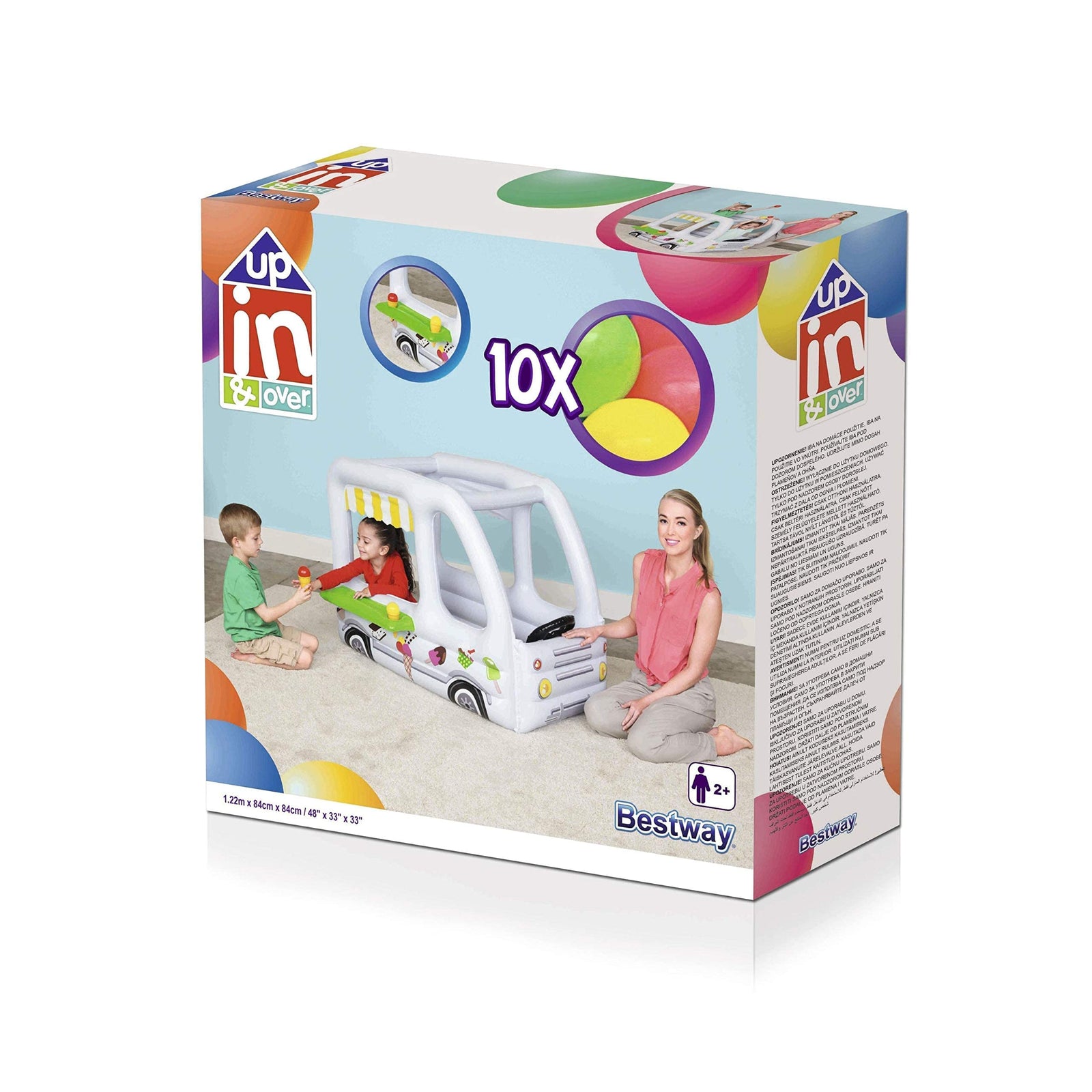 Bestway 52268 Up In and Over Scoops 'N Smiles Inflatable Ice Cream Truck Shape Ball Pit