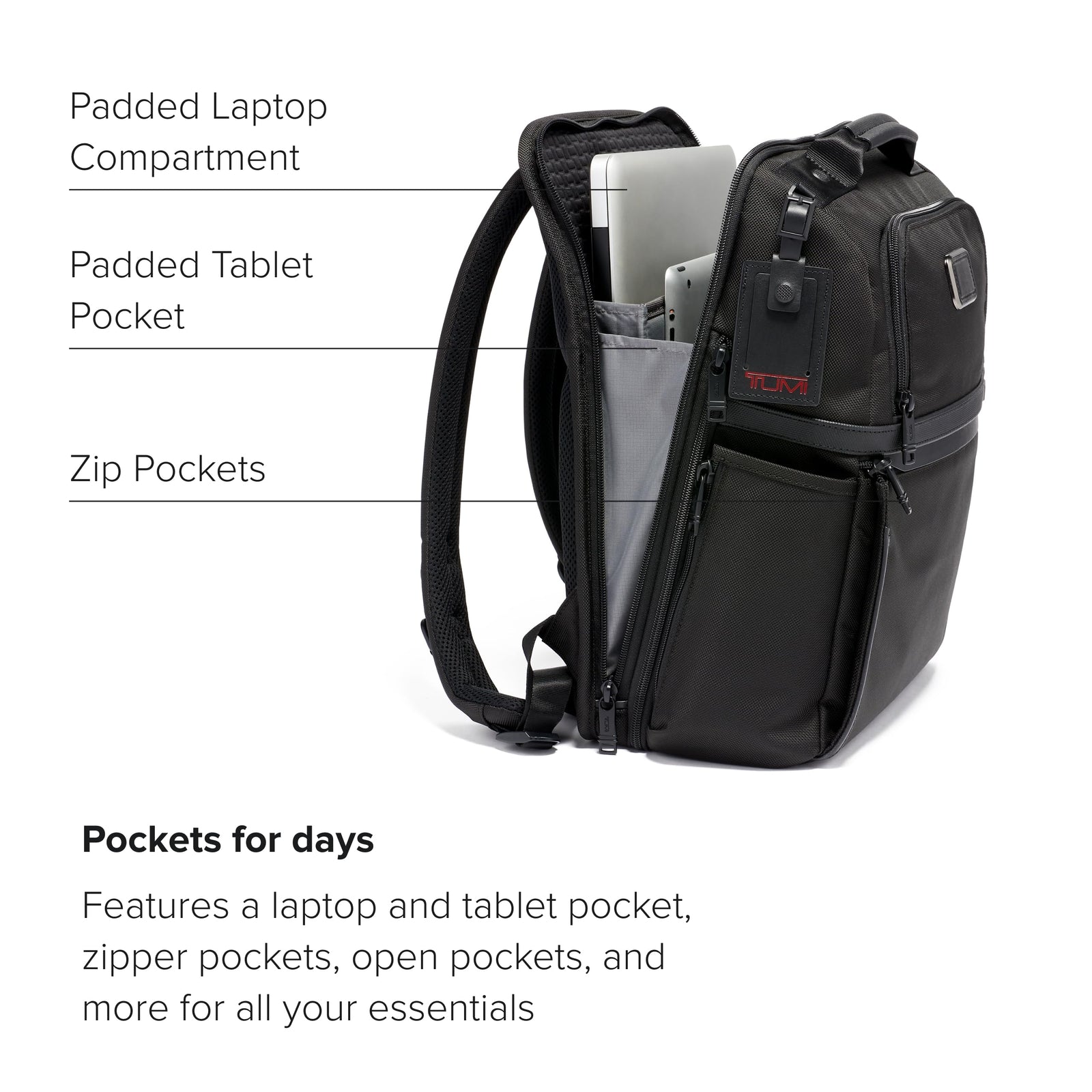 TUMI Men's Slim Solutions Brief Pack Tablet Business bag Backpack, Black, One Size