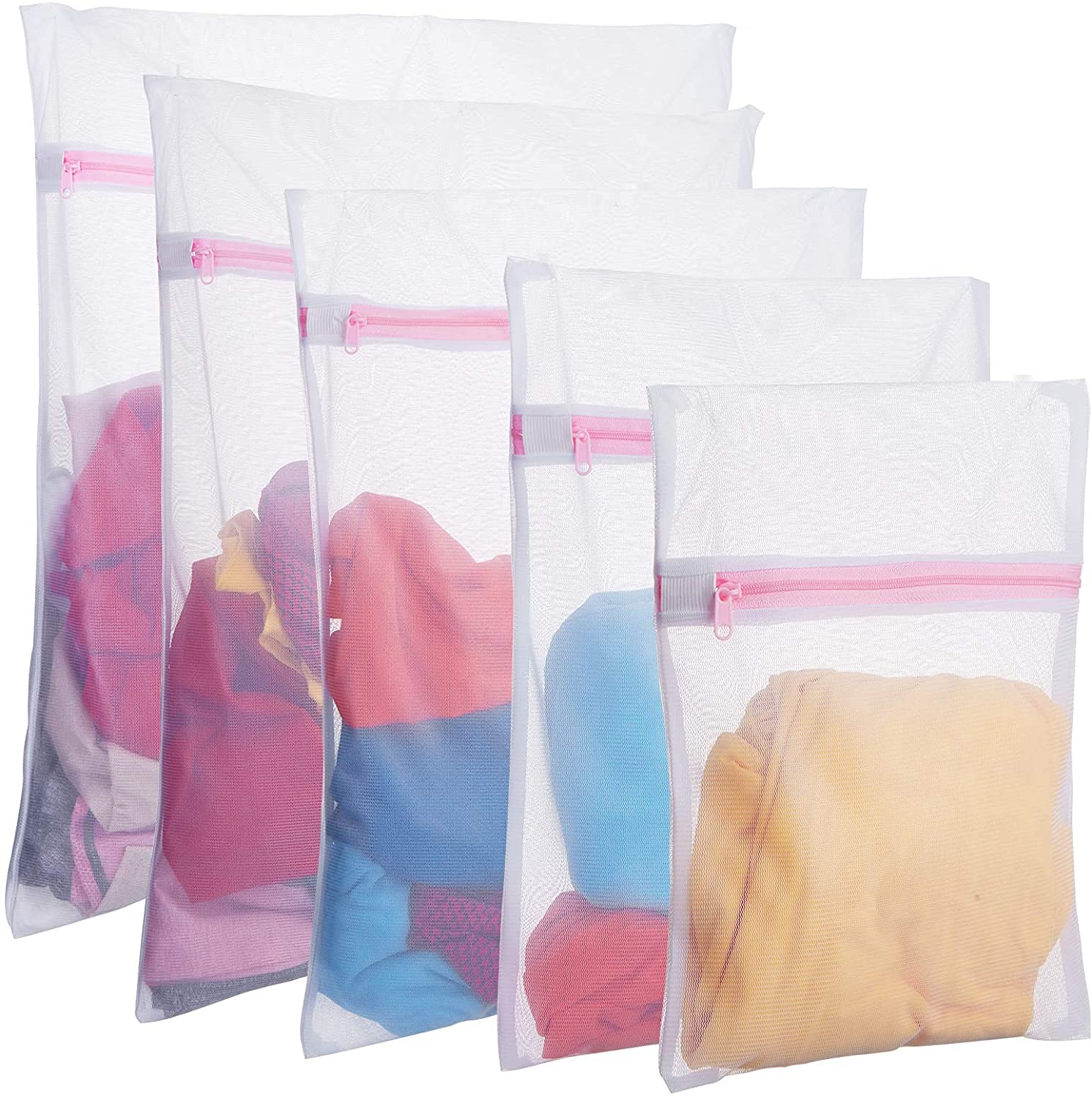In-House 5PCS Mesh Laundry Bags for Clothing, Resuable Travel Storage Bag, Washing Machine Bags for Laundry, Blouse, Bra, Hosiery, Stocking, Underwear, Lingerie (A)