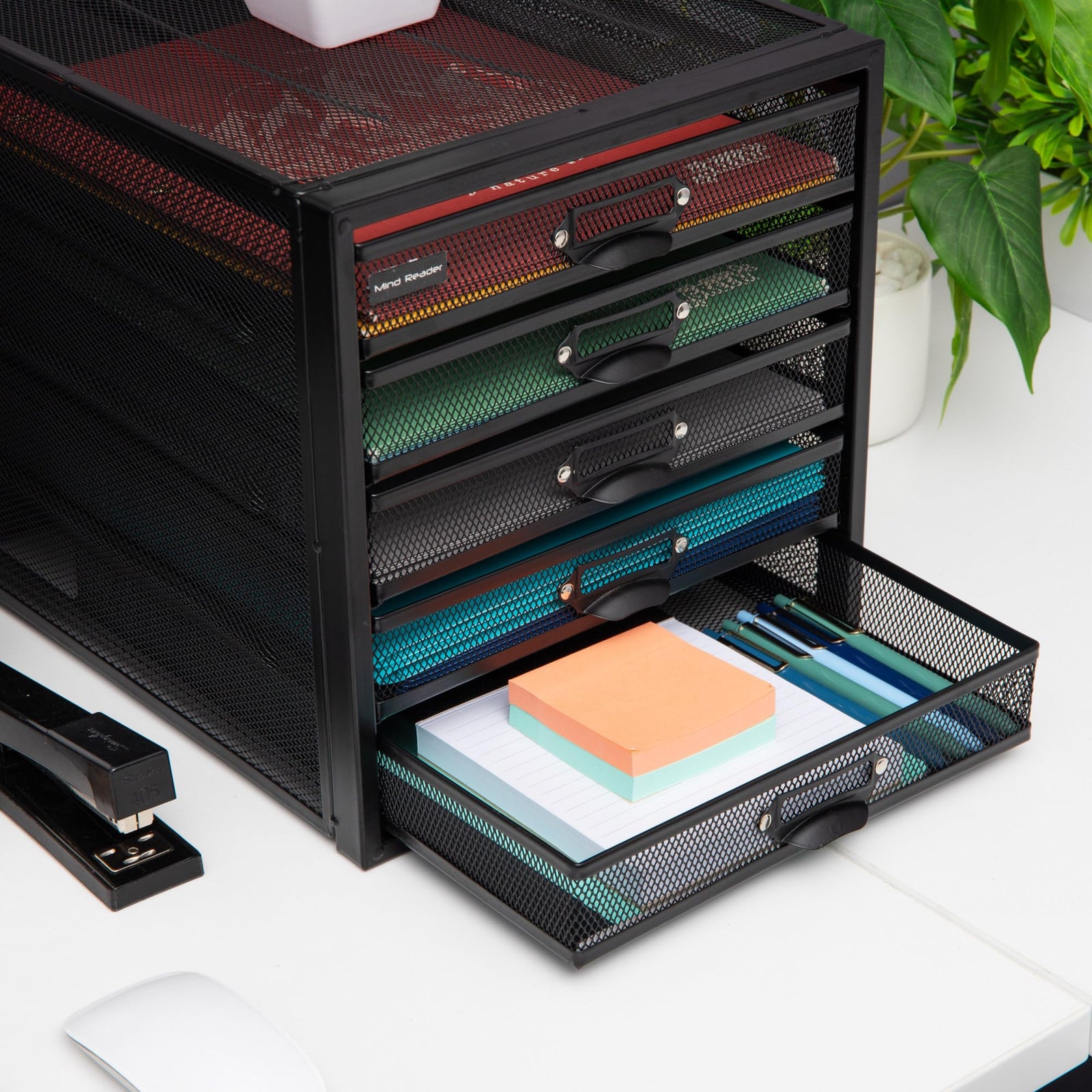 Mind Reader File Storage Drawers, Desk Organizer, Multi-Purpose, Crafts, Office, Metal Mesh, 5 Drawer