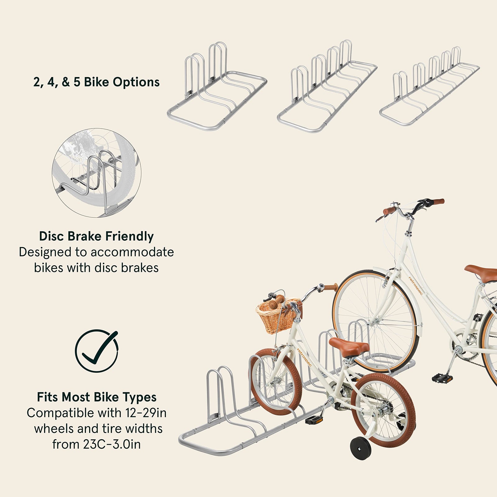 Retrospec Stash Rack 2, 4 & 5 Bike Floor Stand Bicycle Storage Organizer