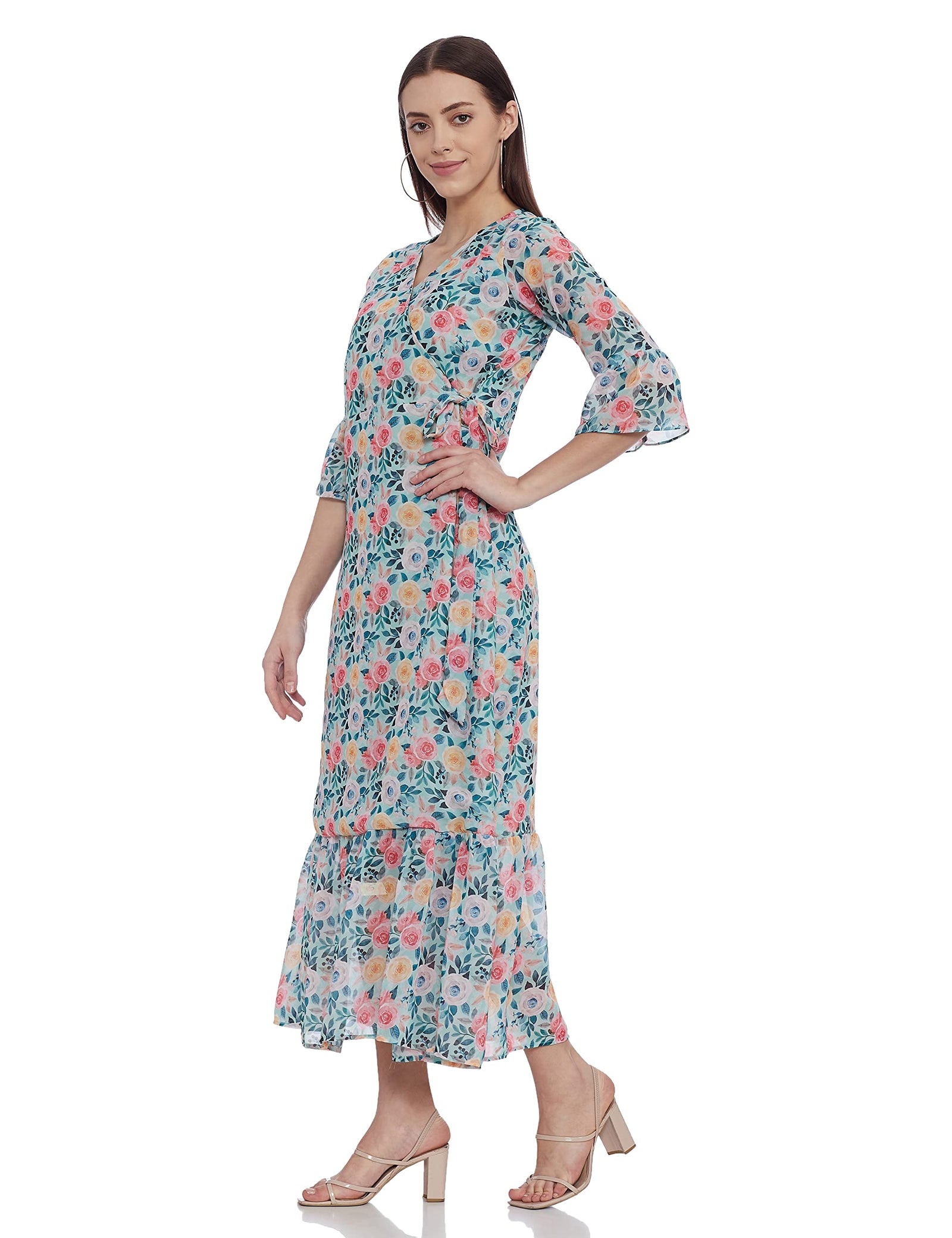 Diverse women's floral print maxi dress