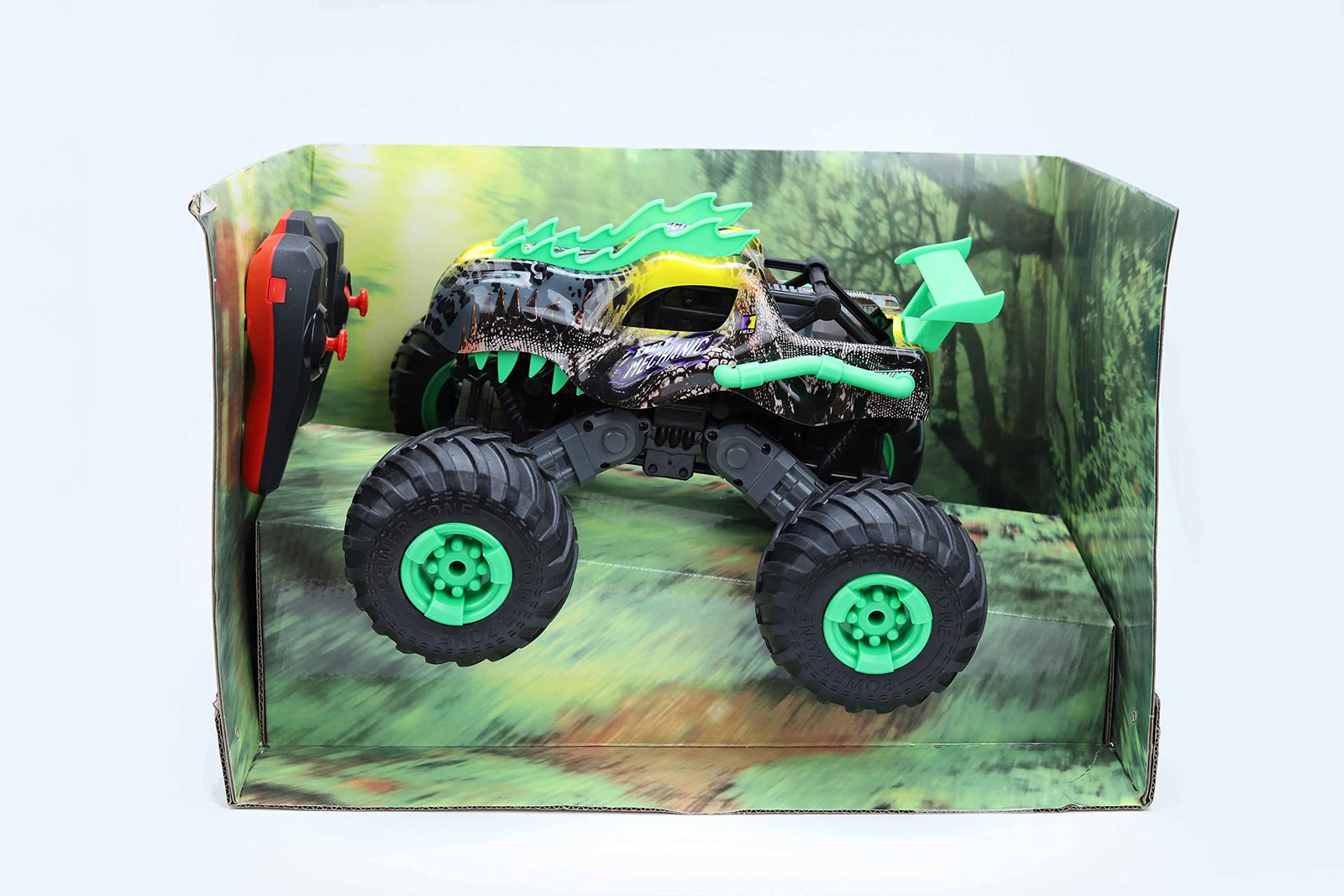 Hot wheels racing - monster trucks - skull racing trucks - with remote control , green * black * yellow