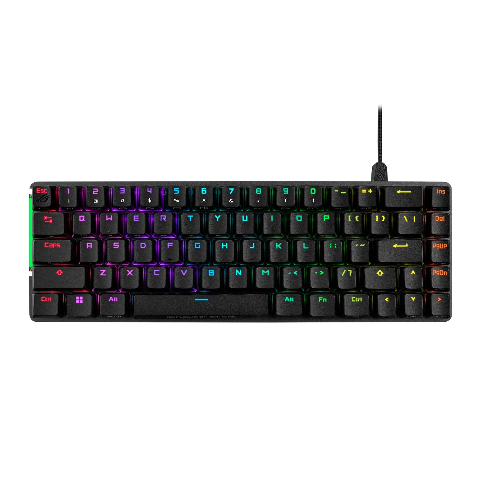 ASUS ROG Falchion Ace 65% RGB Compact Gaming Mechanical Keyboard, Lubed ROG NX Red Switches & Switch Stabilizers, Sound-Dampening Foam, ABS Keycaps, Wired with KVM, Three Angles, AR layout, Black