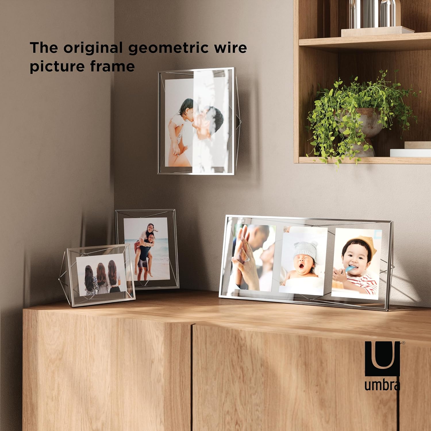 Umbra Prisma Multi Picture Frame – Photo Display for Desk or Wall, Chrome