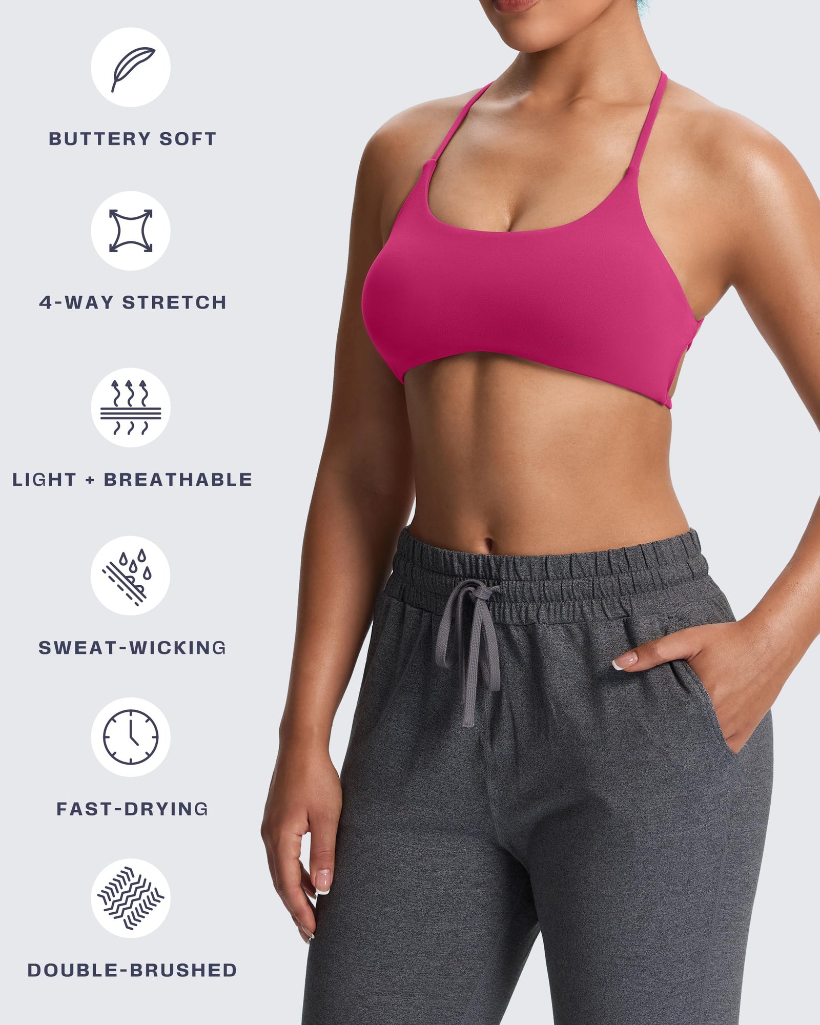 Aoxjox Women's Workout Sports Bras Fitness Backless Padded Ivy Low Impact Bra Yoga Crop Tank Top