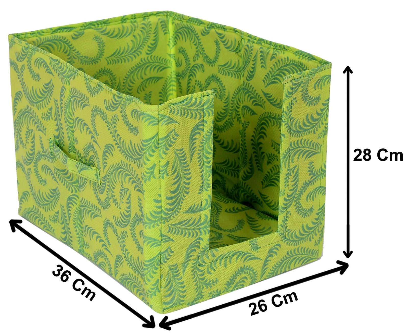 Fun Homes Metalic Leaf Print Foldable Rectangle Cloth Saree Stacker Cloth Wardrobe Organizer- Pack of 4 (Green)