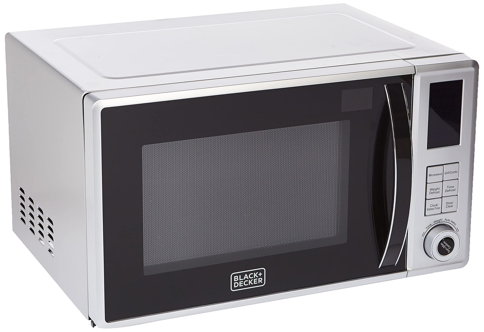 Black+Decker 800W 23 Liter Combination Microwave Oven With Grill, Silver - Mz2310Pg