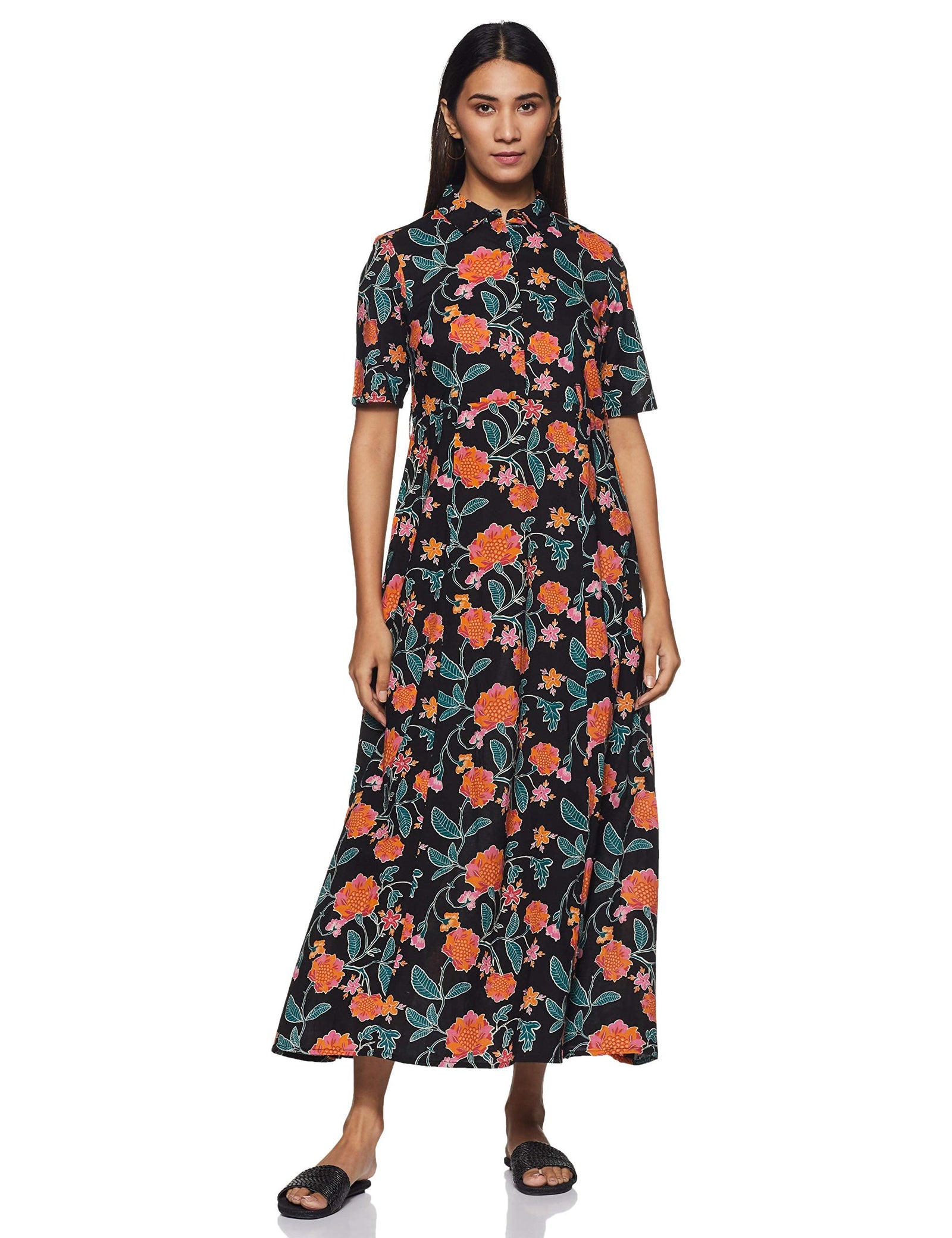 Amazon Brand - Myx Women's Printed A-Line Half sleeves Kurta Dress (SS20MYXCORE01)