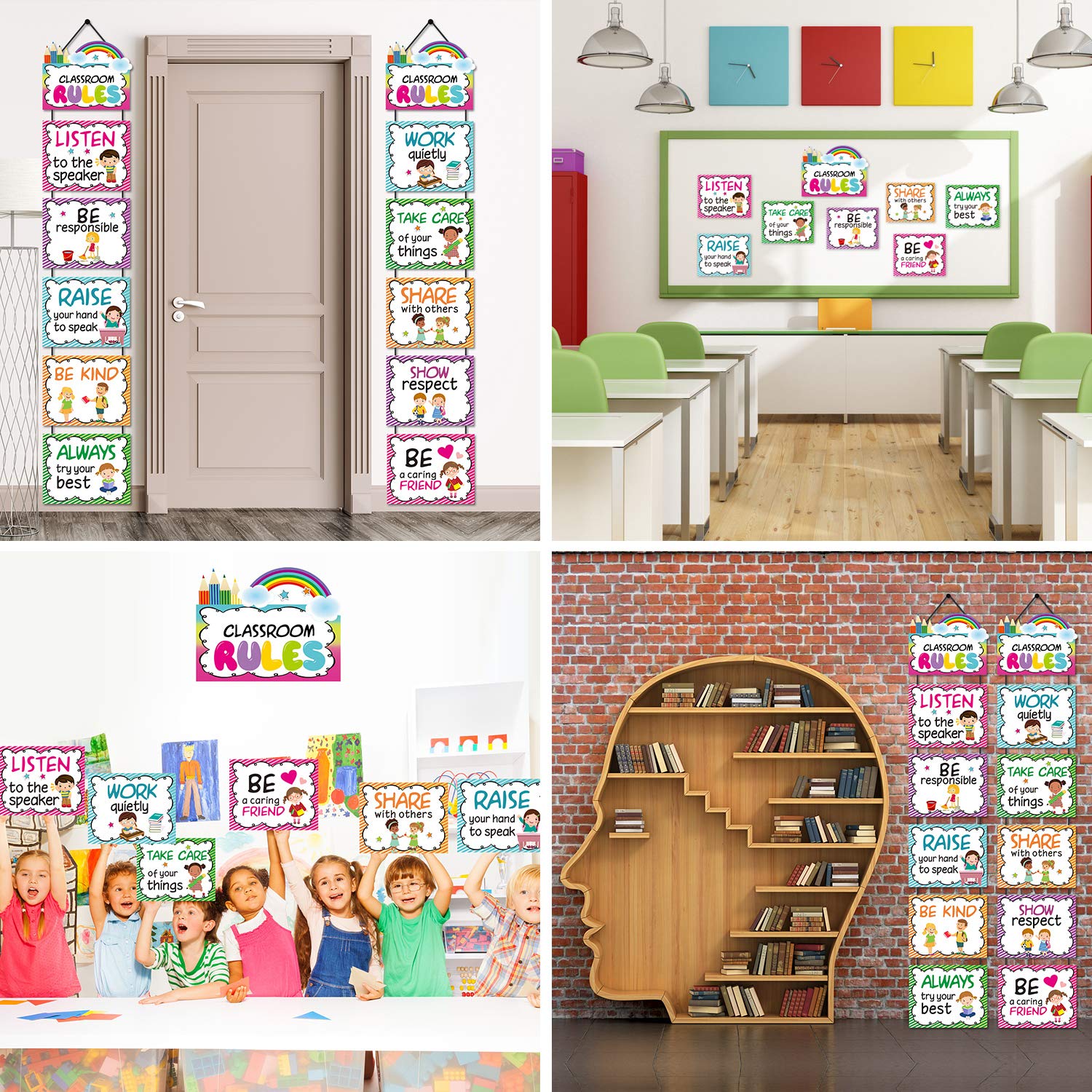 Classroom Rules Posters Classroom Bulletin Board Decorations Set for Kindergarten Preschool Primary Middle High School Expectations Poster