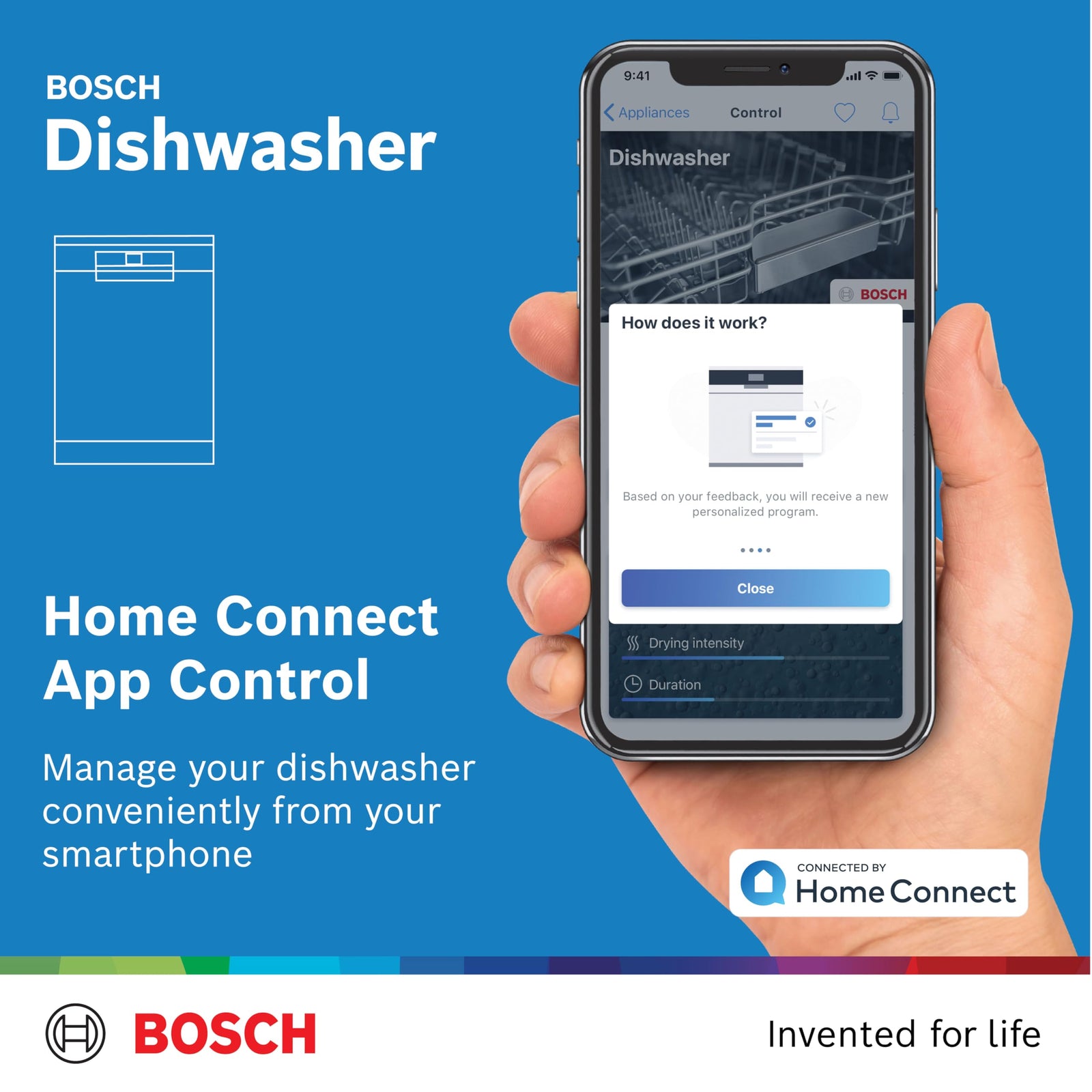 Bosch Series 6 Free-standing Dishwasher 60 cm, 7 Programmes and 13 Place Settings, Remote Start, Intensive Zone, half load, HygienePlus, Machine Care,White SMS6HMW27M