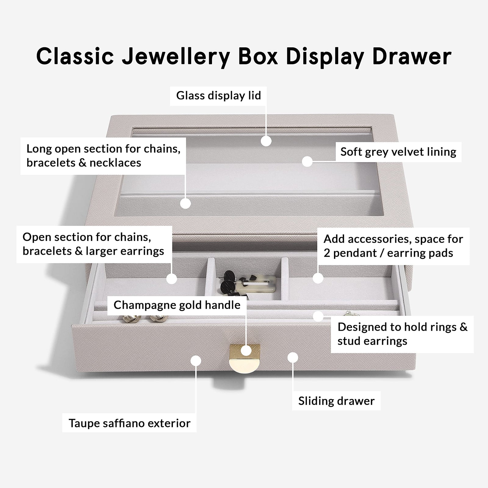 Stackers Classic Drawer 2-Pieces, Taupe