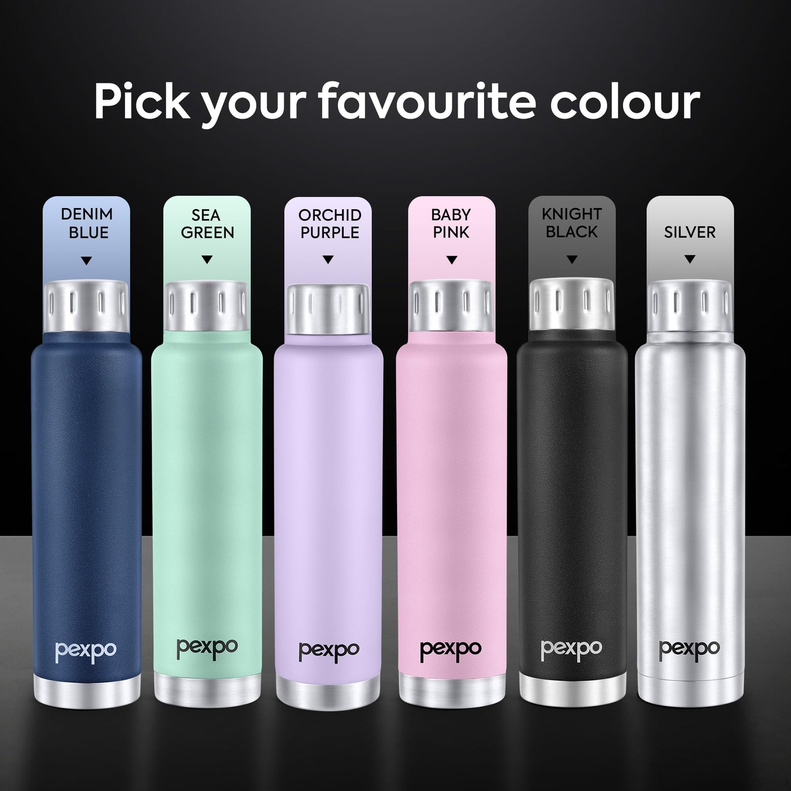 Pexpo Cameo Pro Vacuum Insulated 160ml Stainless Steel Water Bottle - Black Knight| Hot & Cold Upto 4-5 Hours | Leak Proof | Office, School, Gym & Travelling|Men, Women & Kids| Limited RCB Edition