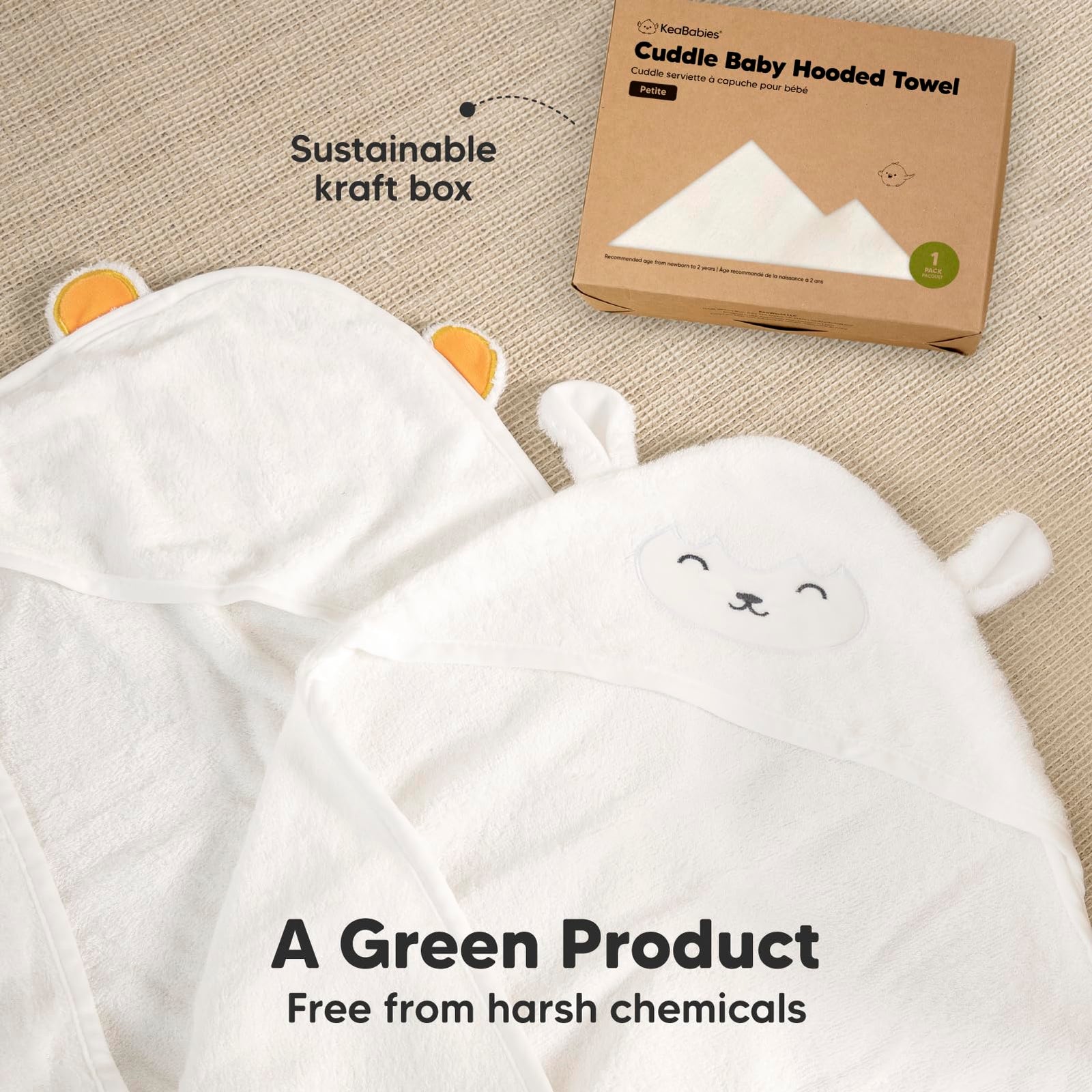 KeaBabies Baby Hooded Towel - Viscose Derived from Bamboo Baby Towel, Toddler Bath Towel, Infant Towels, Large Hooded Towel, Organic Baby Towels with Hood for Girls, Babies, Newborn Boys(Lamb)