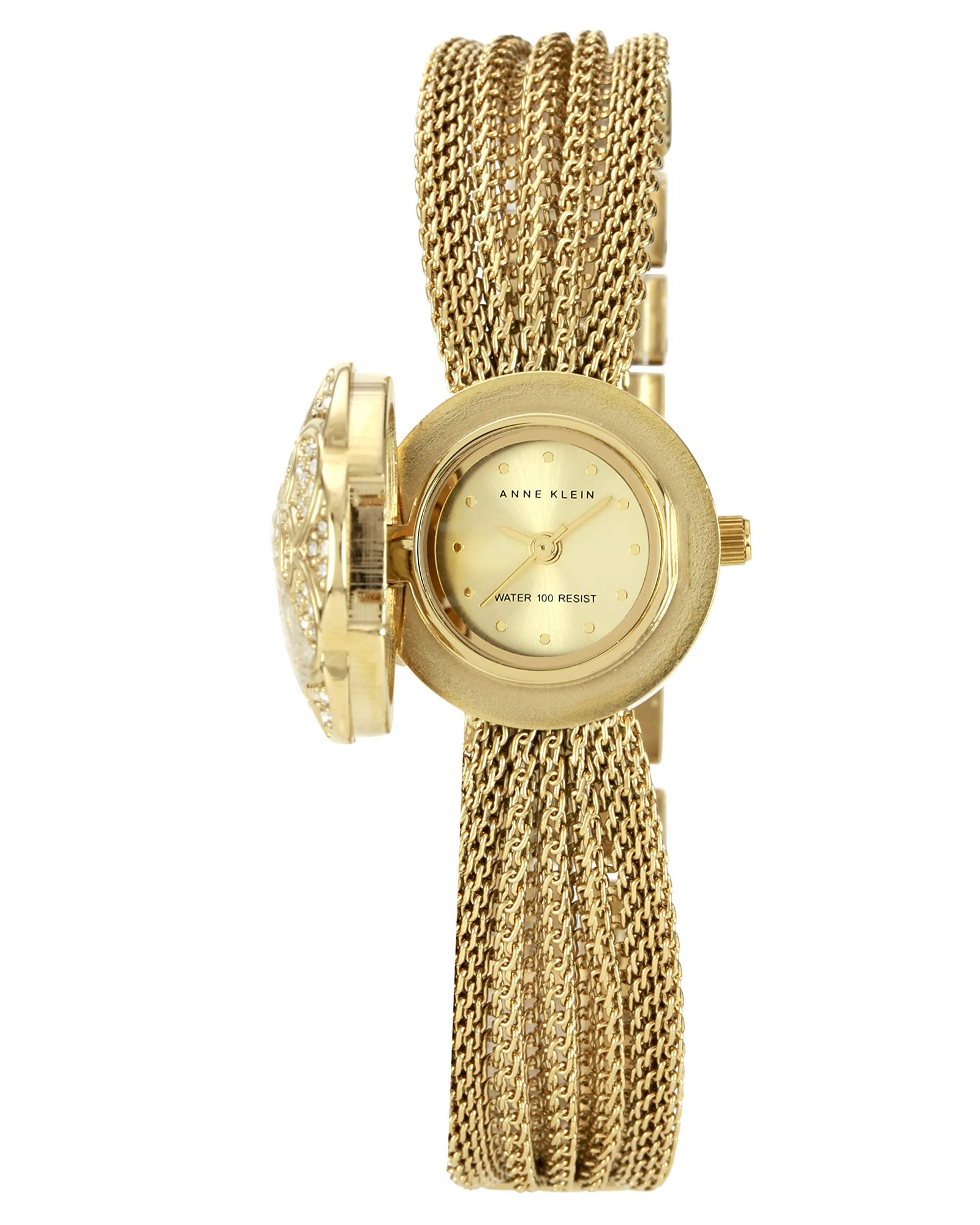 Anne Klein Women's Gold Dial Yellow Gold Plated Band Watch - AK-1046CHCV