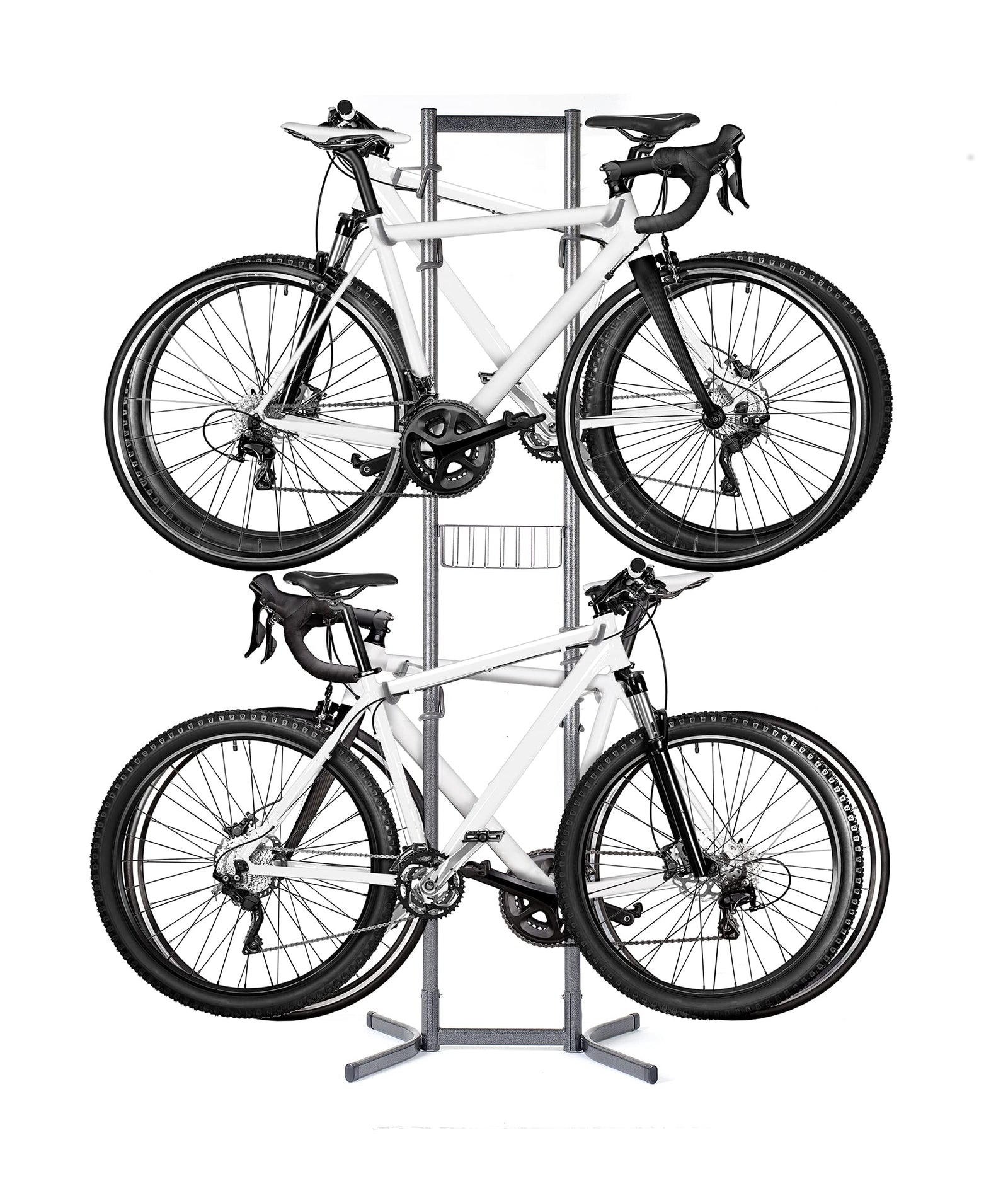 Bike Rack for Garage & Home by Delta Cycle - No Drilling Required - Fully Adjustable Gravity Storage Rack for Any Style Bicycle - Freestanding Vertical Rack