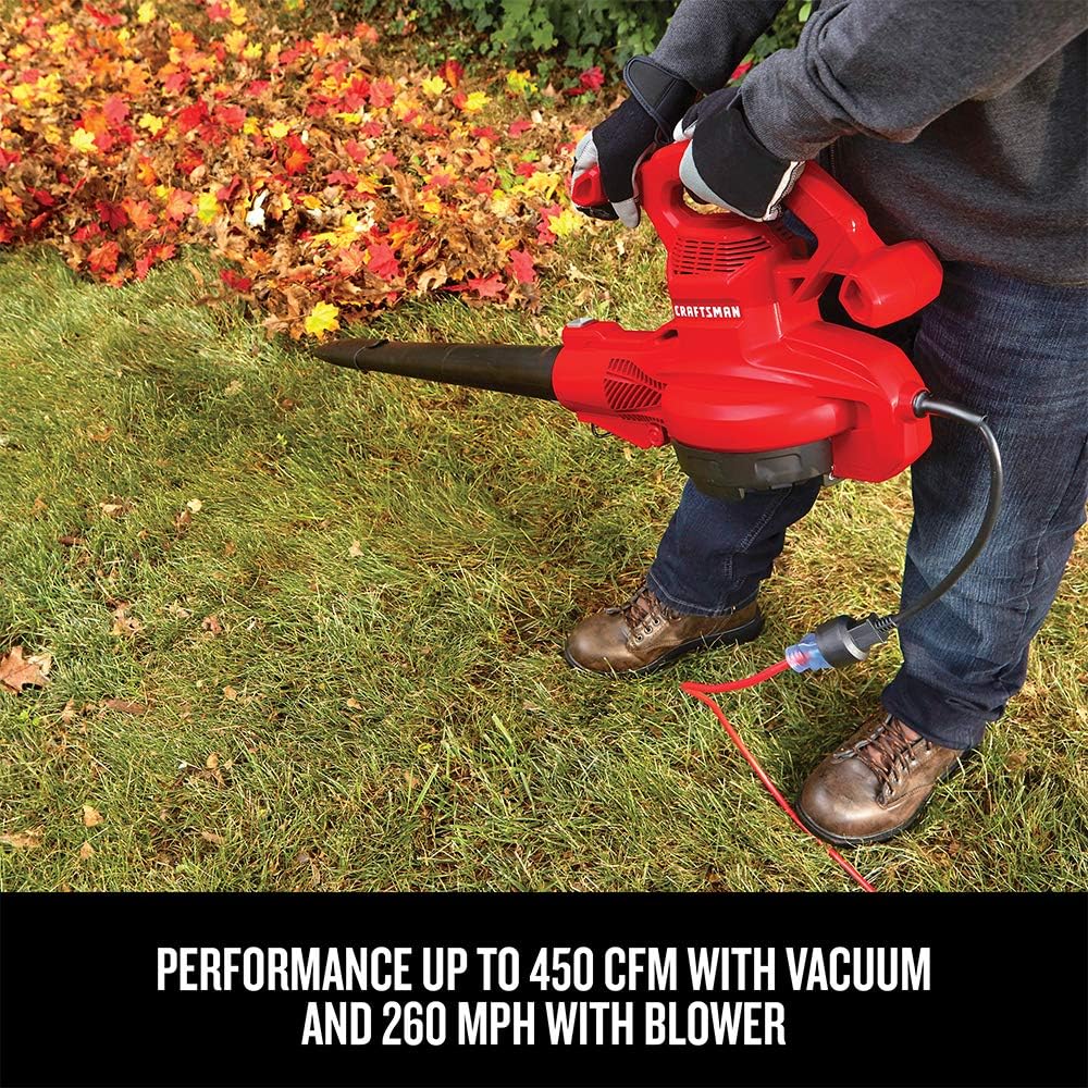 CRAFTSMAN 3-in-1 Leaf Blower, Leaf Vacuum and Mulcher, Up to 260 MPH, 12 Amp, Corded Electric (CMEBL7000)