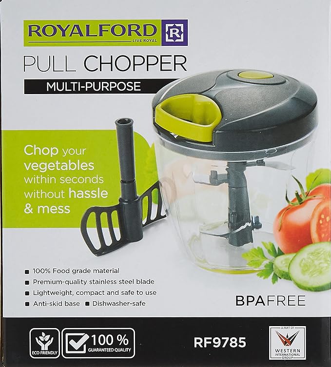 Royalford Pull Chopper 5 Blade 900 ml, Multi-Colour, RF9785