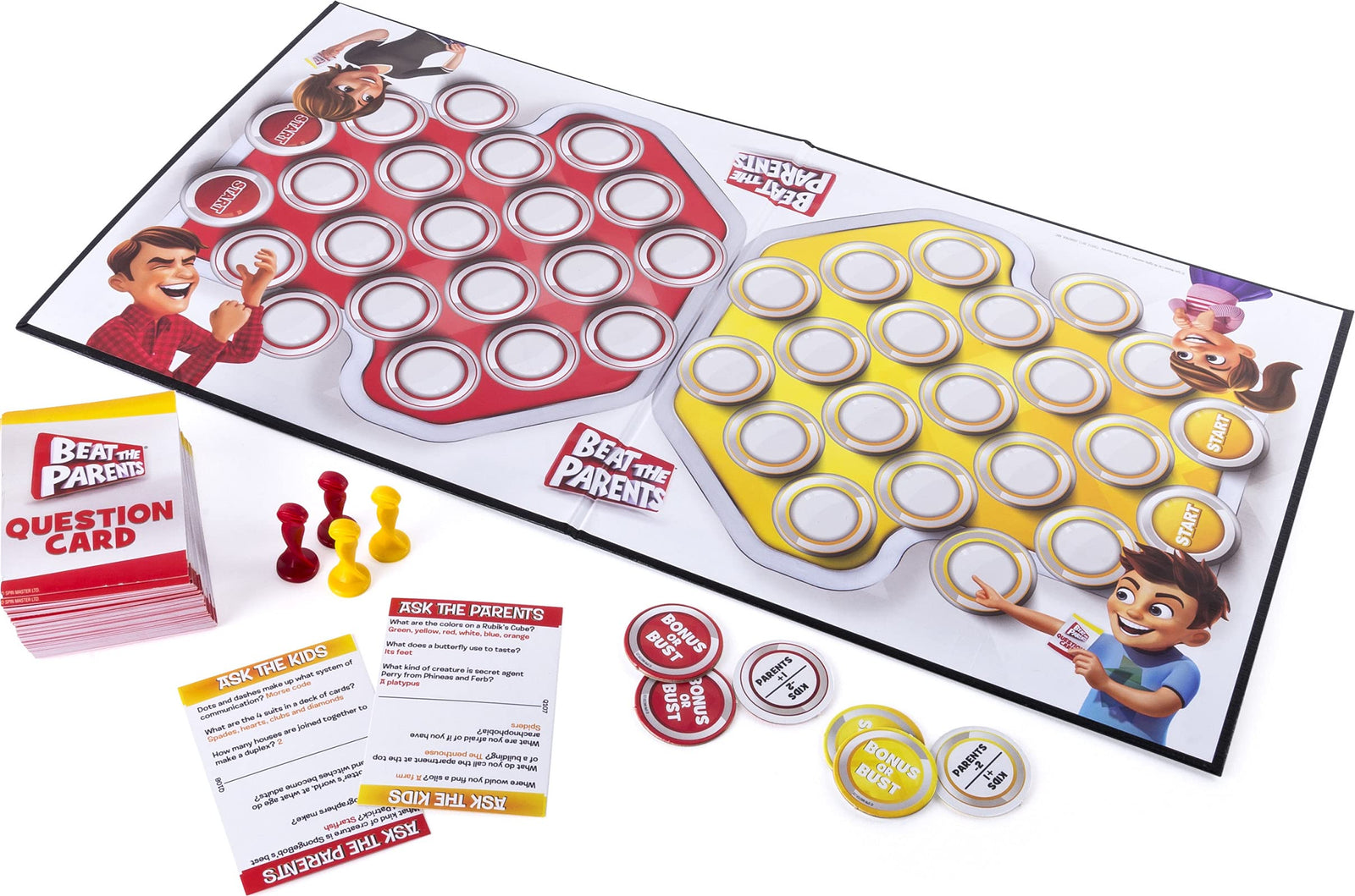 Spin Master Games Beat the Parents, Family Board Game of Kids vs. Parents with Wacky Challenges (Edition May Vary)