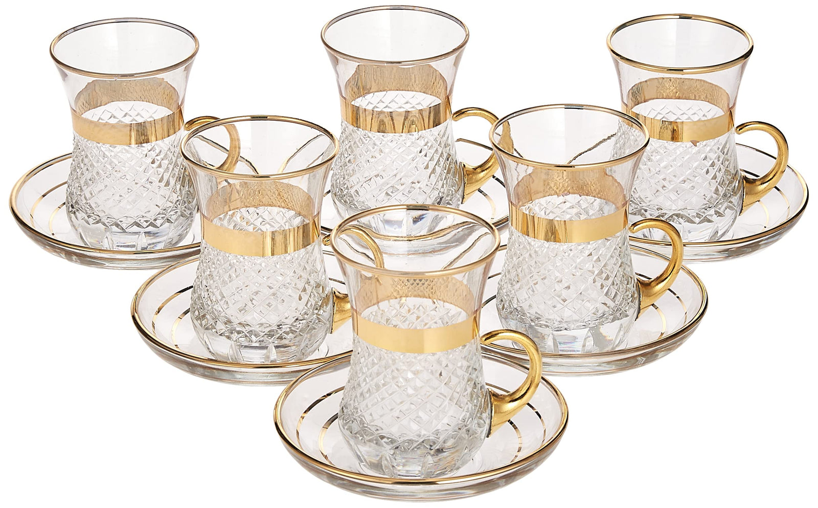 ABKA Turkey Vintage Turkish Tea Glasses Cups Set of 12 for Party - (Arabic tea cups) 12PCS ISTIKAN CUP SET SILVER DKR